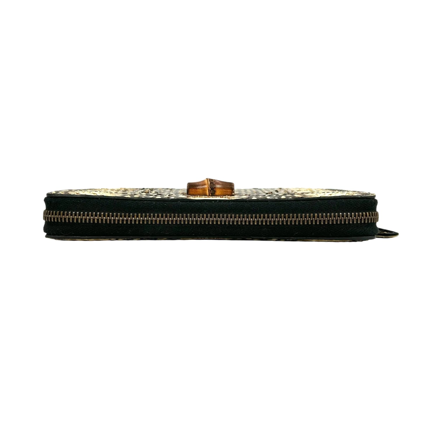 GUUCI Bamboo Zip Around Long Wallet - Beige × Brown