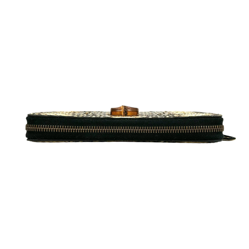 GUUCI Bamboo Zip Around Long Wallet - Beige × Brown