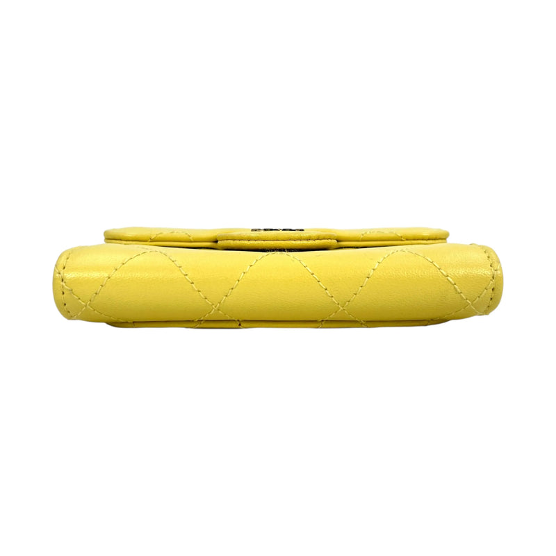 CHANEL Matelasse Classic Flap Lambskin Coin Case - Yellow