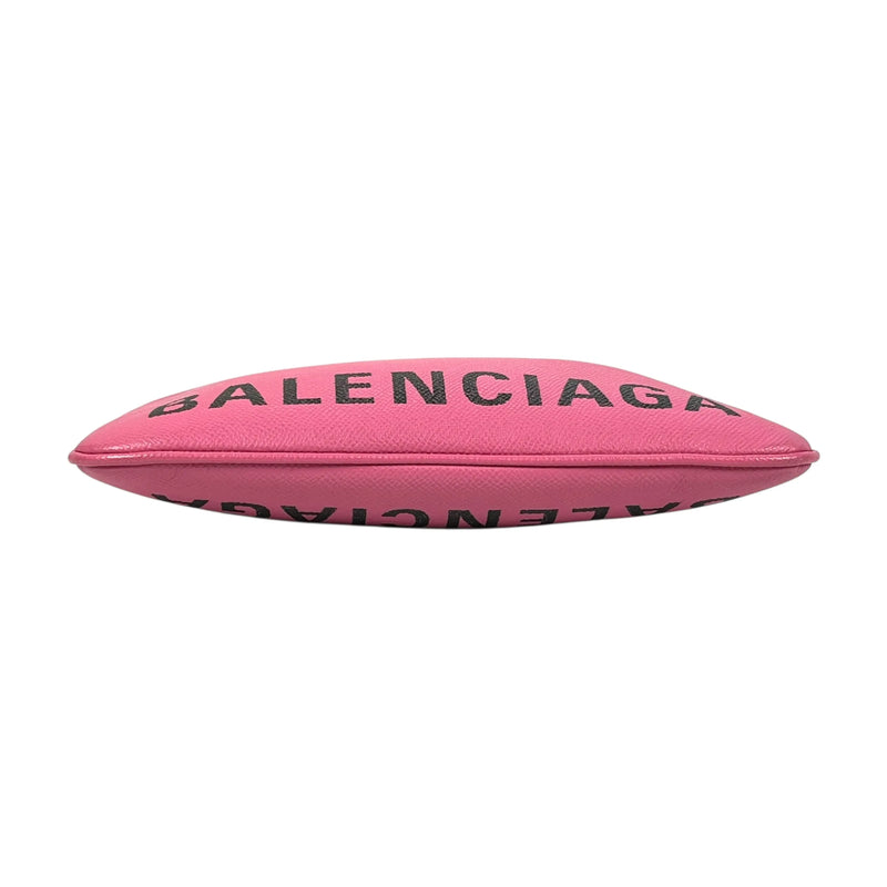BALENCIAGA Ville Logo Leather Pouch Clutch Bag - Pink