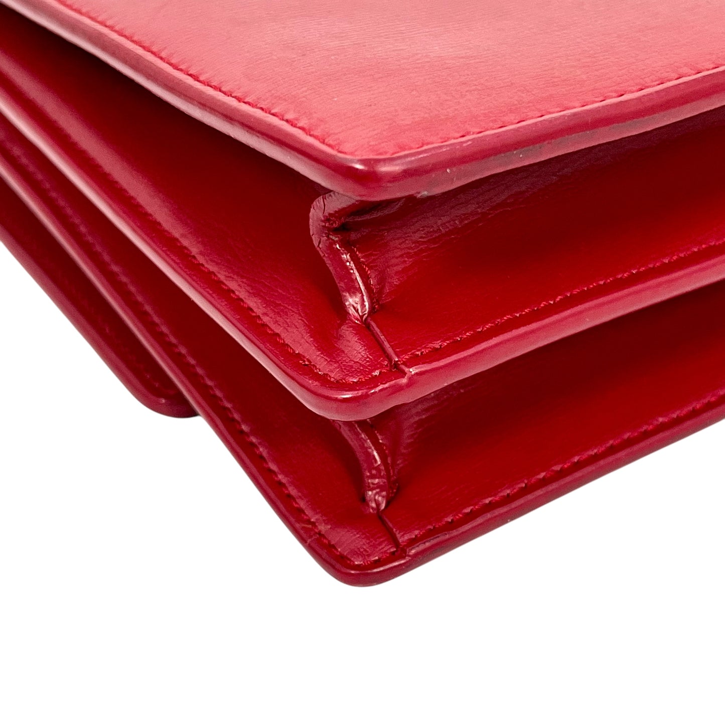 Salnt Laurent Sunset Leather Chain Shoulder Bag Red