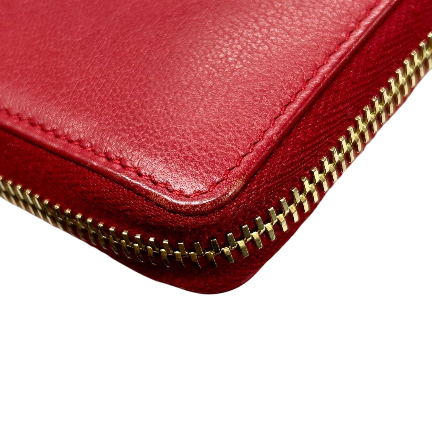 Saint Laurent YSL Logo Leather Round Zip Long Wallet - Red