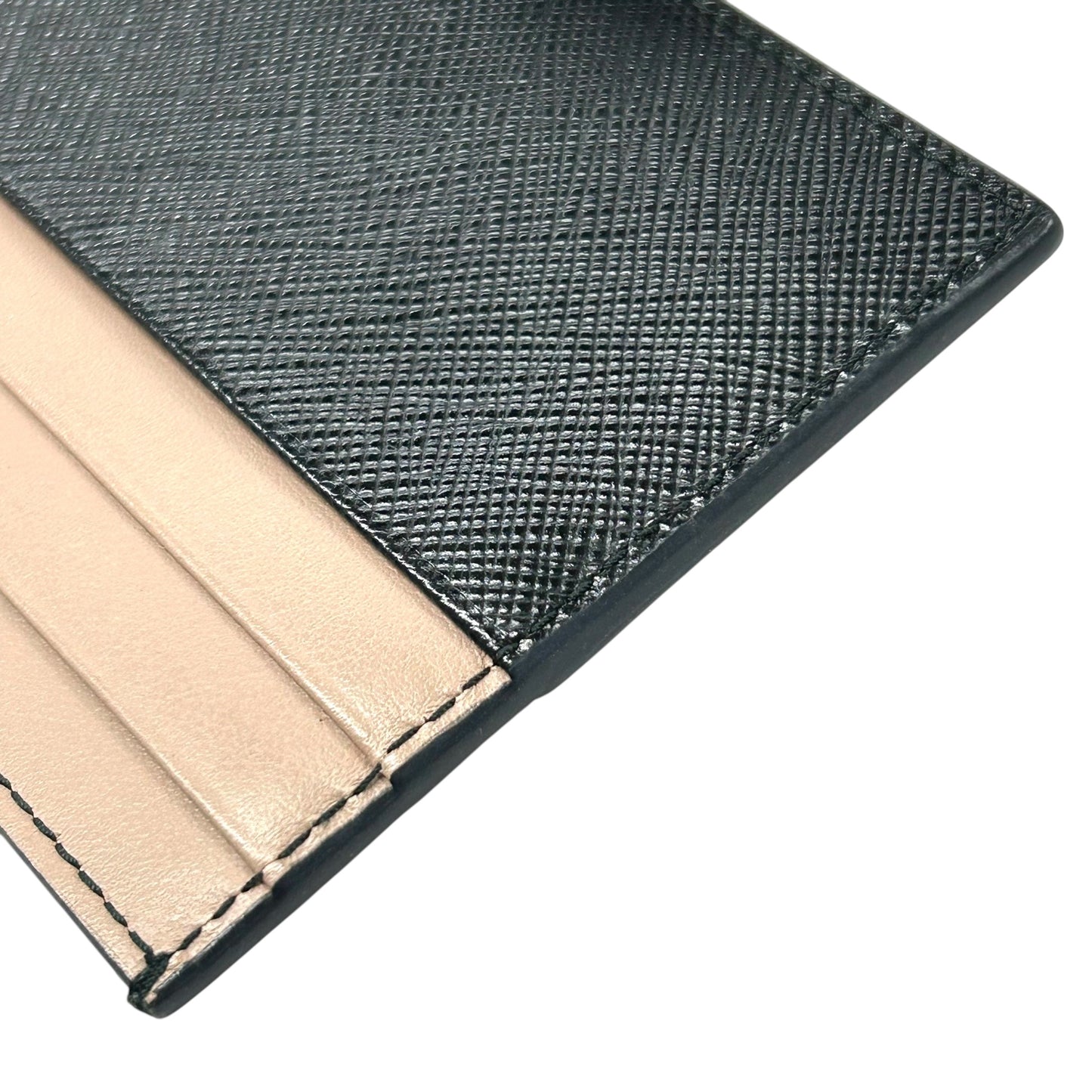 PRADA Saffiano Card Case - Pink × Black