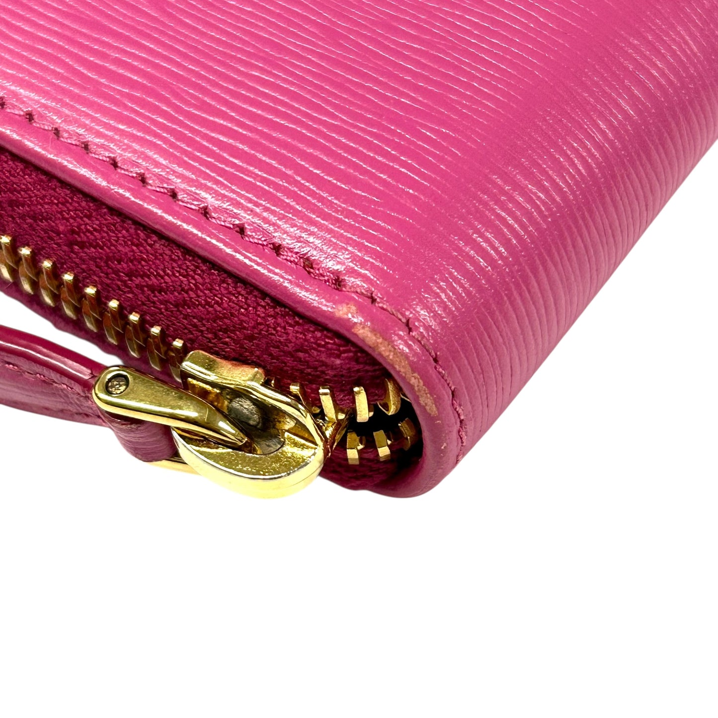 PRADA Round Zip Compact Wallet Coin Purse - Pink