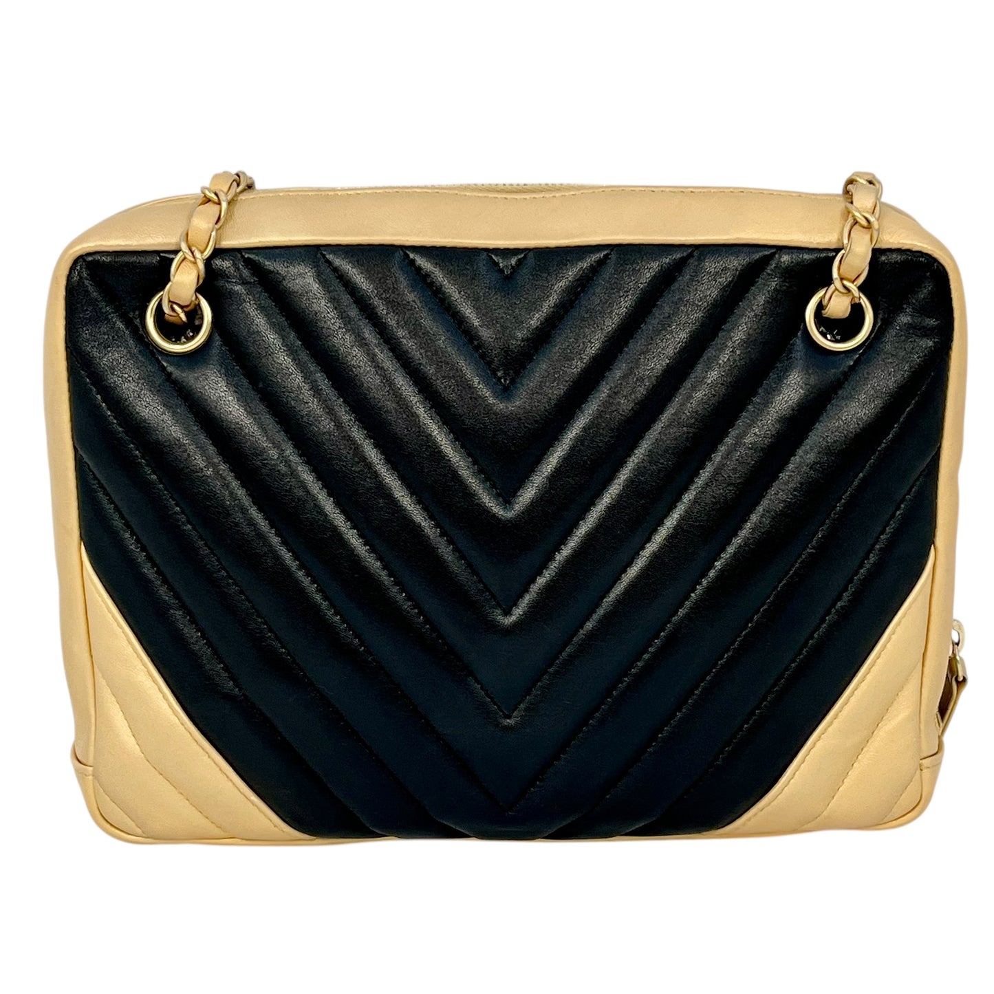 CHANEL Chevron V-Stitch Coco Mark Hand Bag