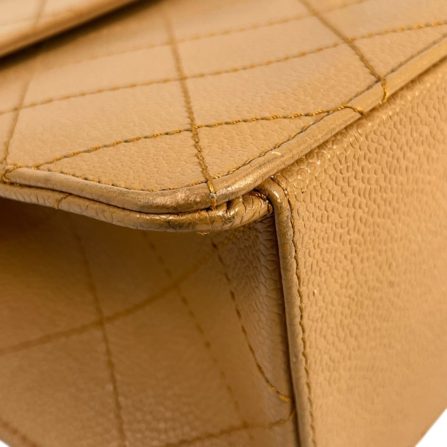 CHANEL Matelasse 30 Caviar Skin Gold Hardware Shoulder Bag - Beige Brown