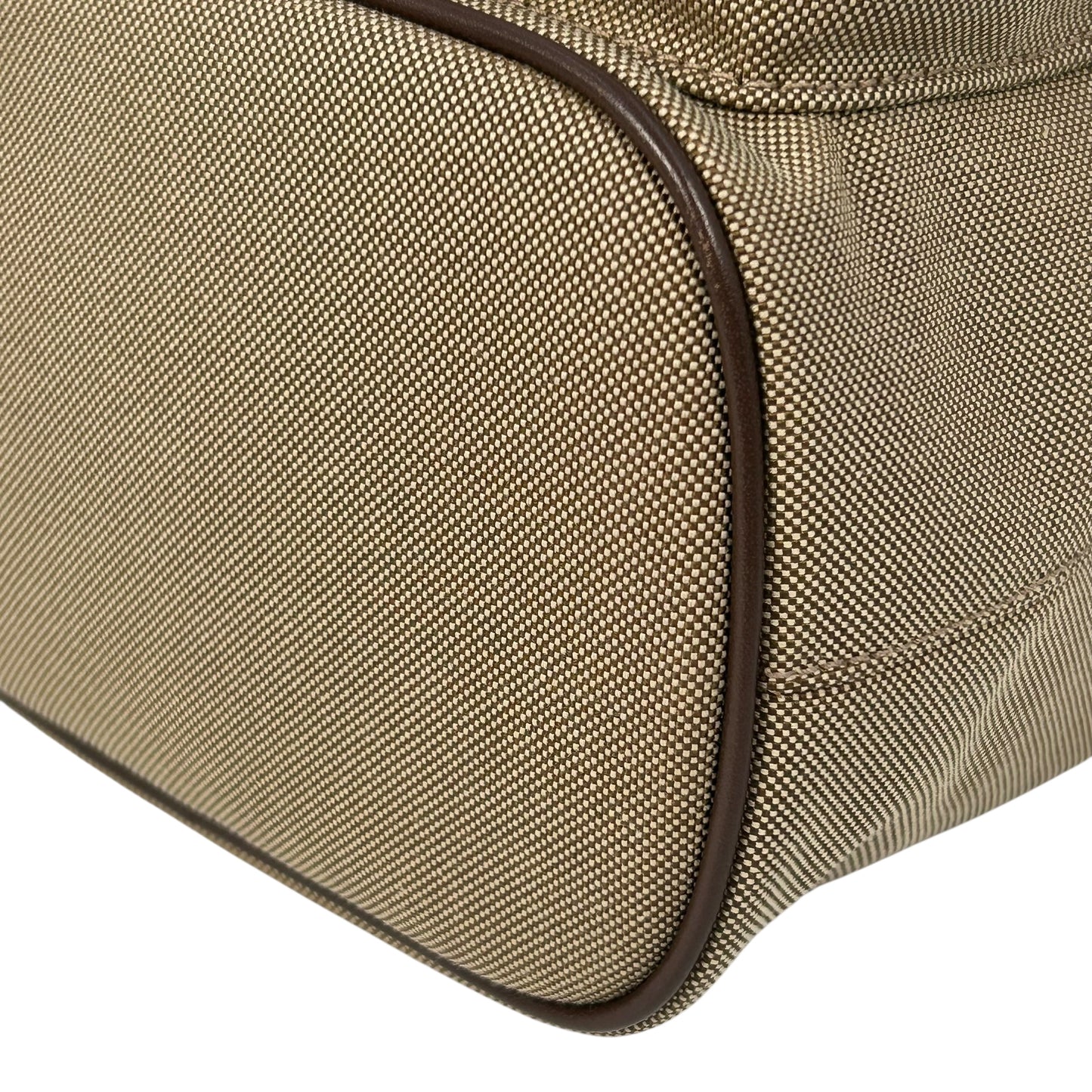 PRADA Logo Jacquard Canvas Drawstring Hand Bag Bucket Bag - Brown
