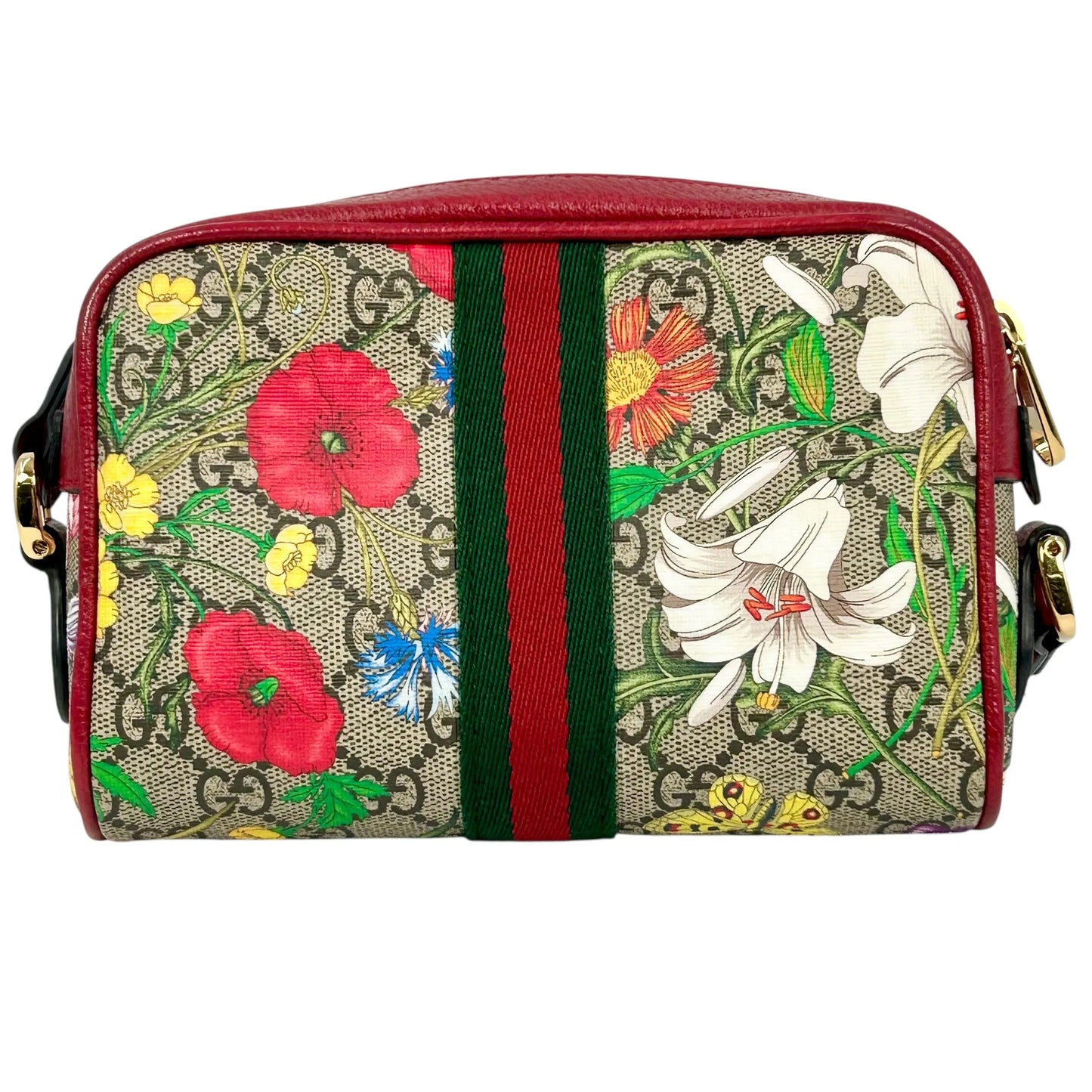 GUCCI GG Flora Ophidia Shoulder Bag - Red