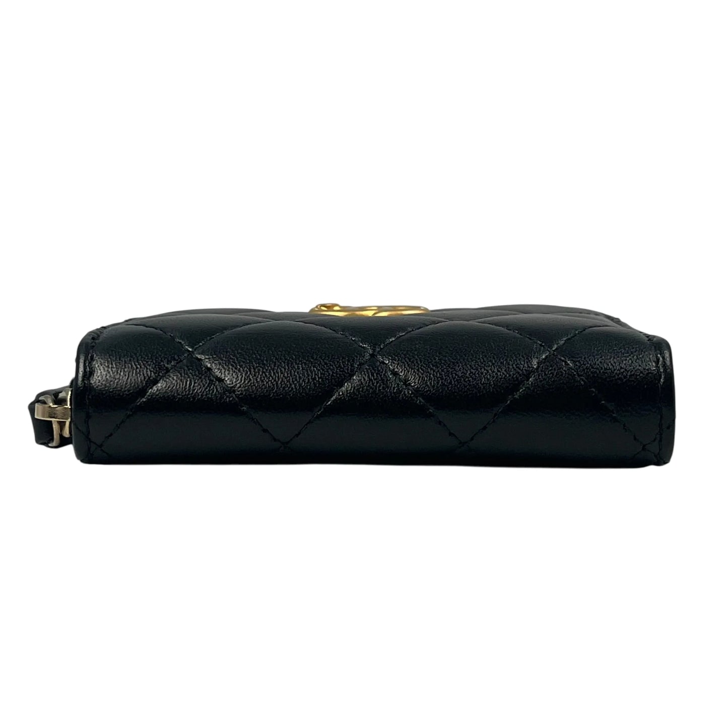 CHANEL Coco Mark Gold Hardware Compact Wallet - Black