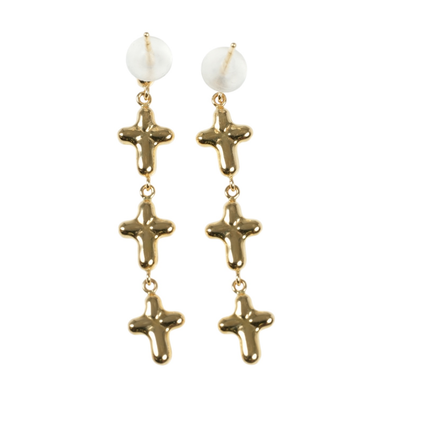 K18 Yellowgold Triple Cross Earring