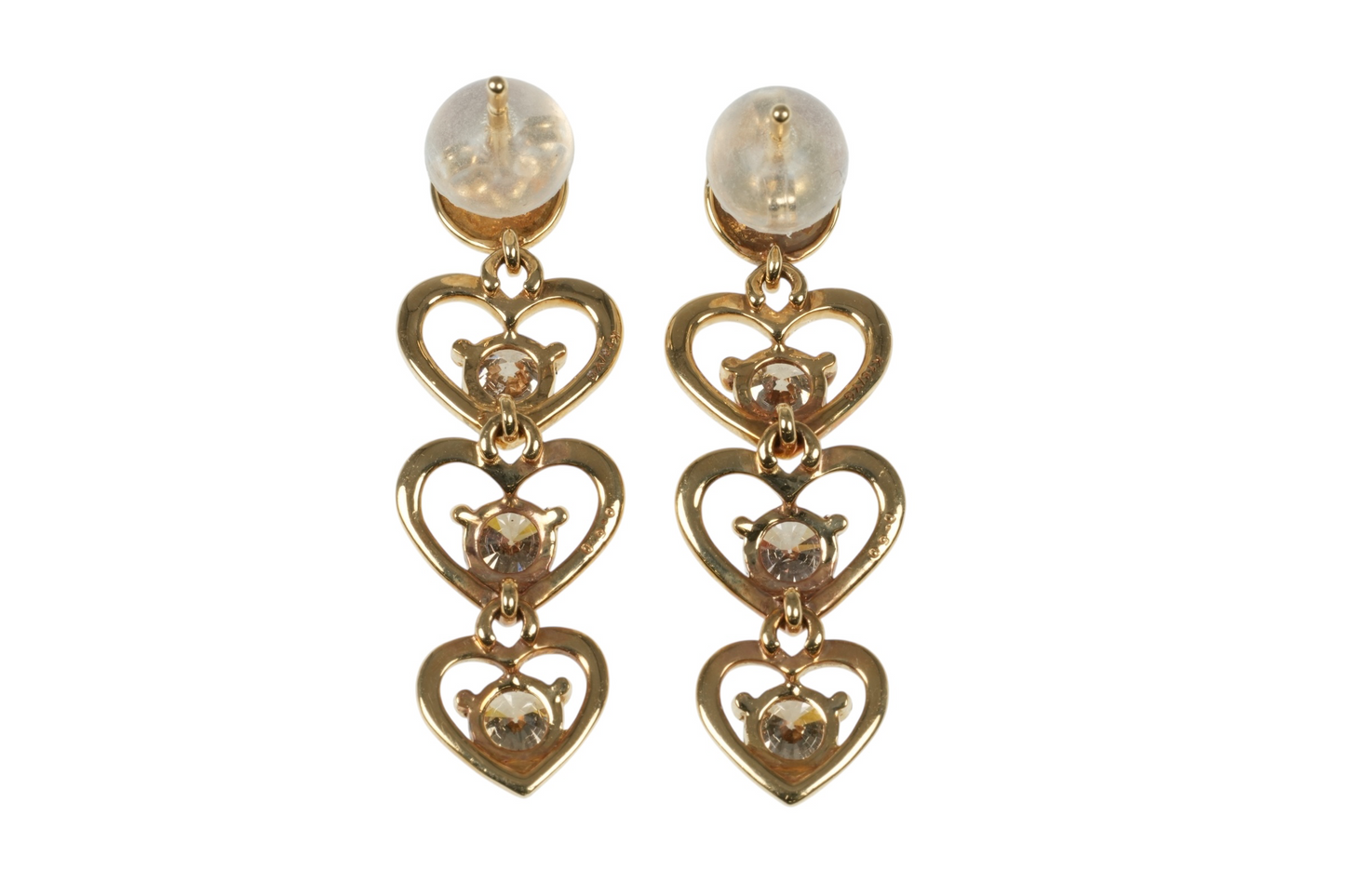 K18 Yellowgold Triple Heart Diamond 1.000cts Earring