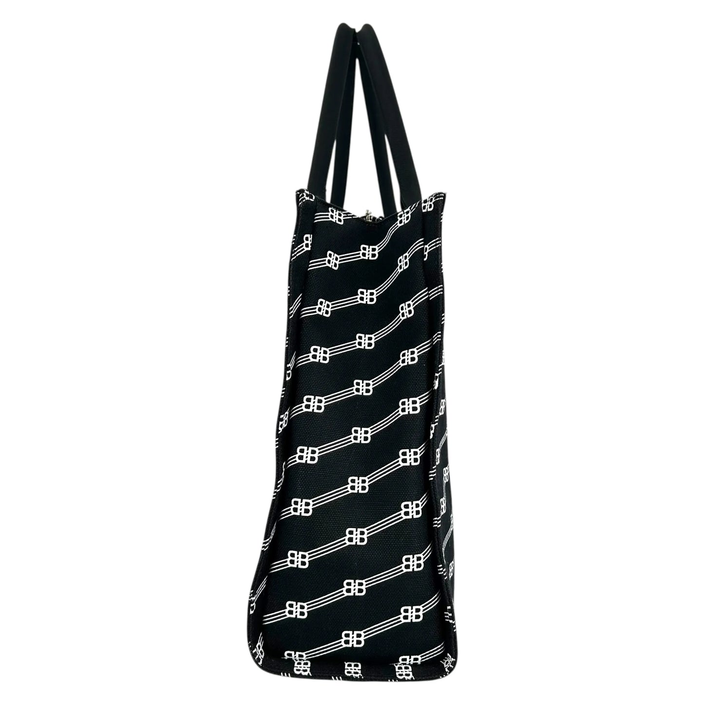 Balenciaga Large BB Monogram Hand Bag Tote Bag - Black