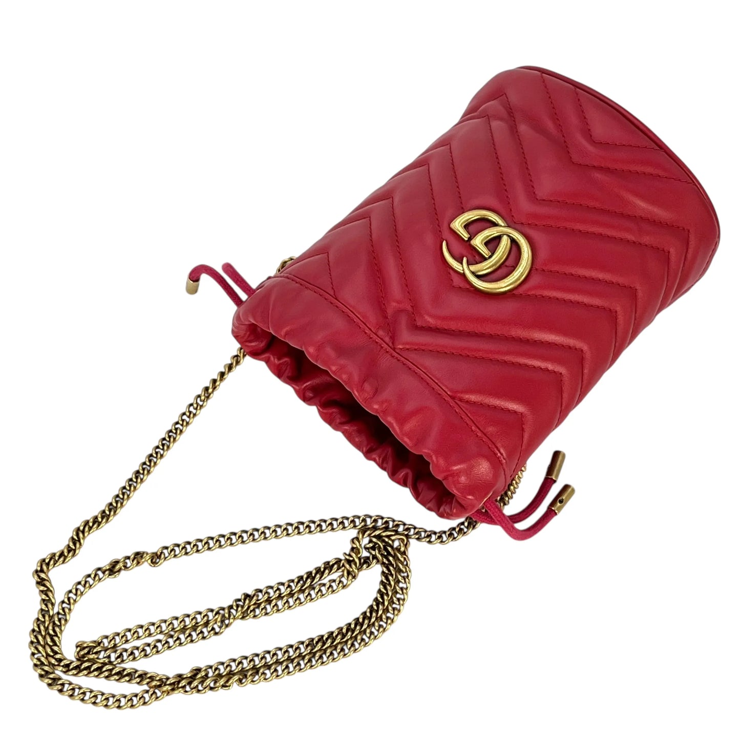GUCCI GG Marmont Mini Bucket Bag - Red