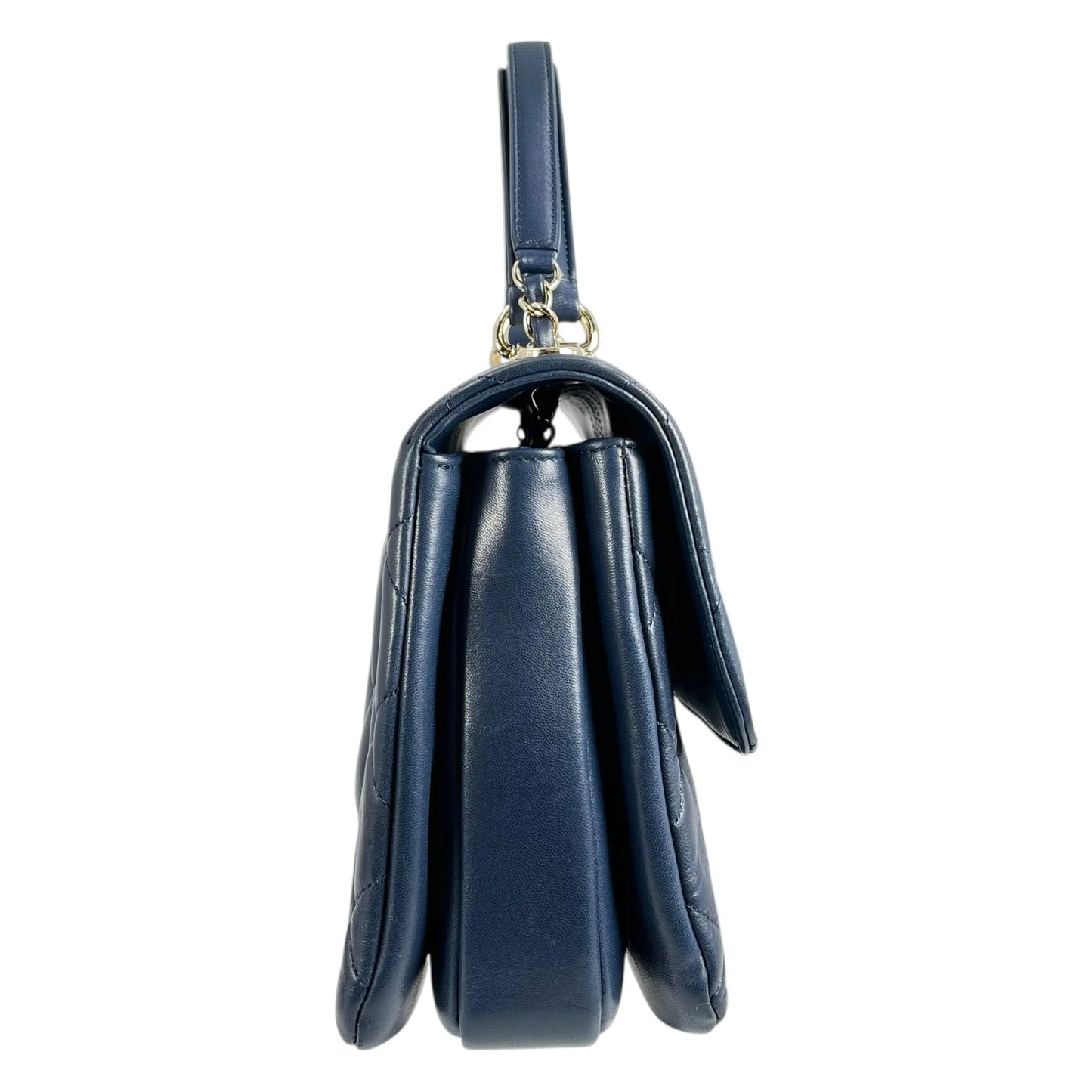CHANEL Materasse Top Handle Trendy CC Chain Shoulder Bag - Navy