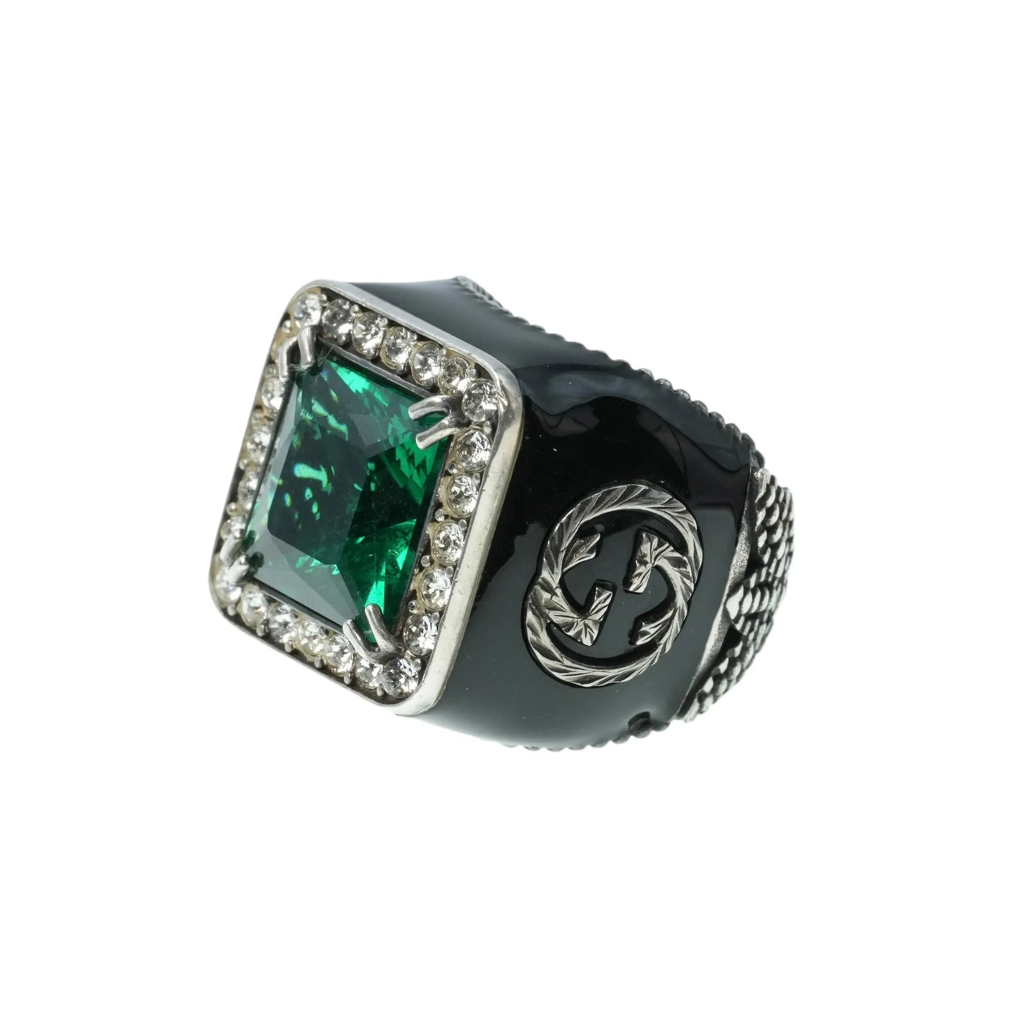 GUCCI Crystal GG Logo Ring - Silver 925