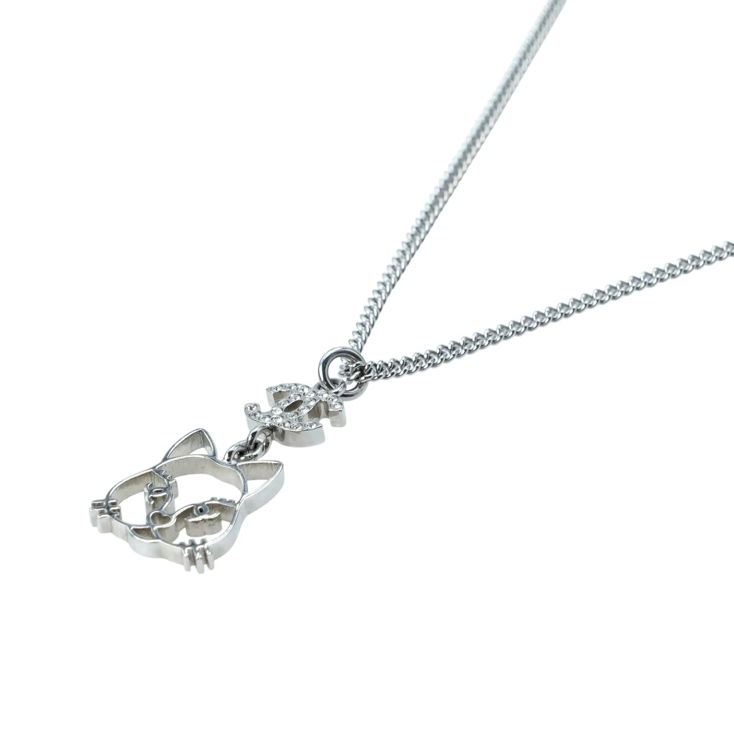 CHANEL Cat Pendant Necklace B16K - Silver