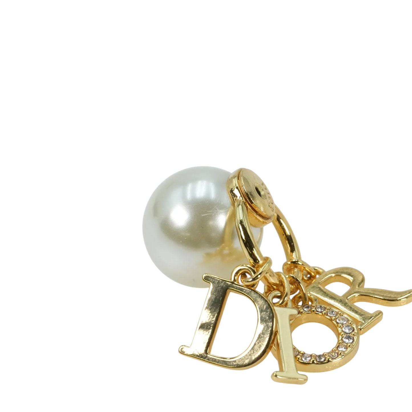Dior Fake Pearl Rhinestone Tribal Earring - Gold Plated
