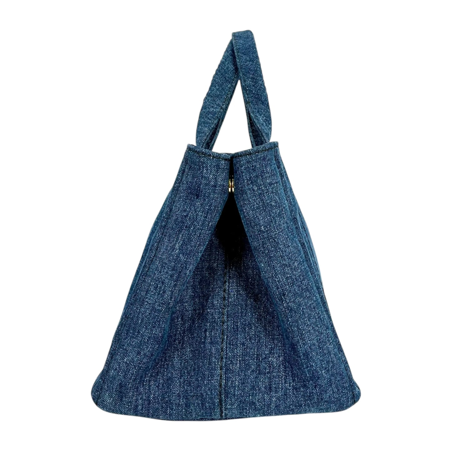 PRADA Canapa Denim Tote Bag Hand Bag - Blue