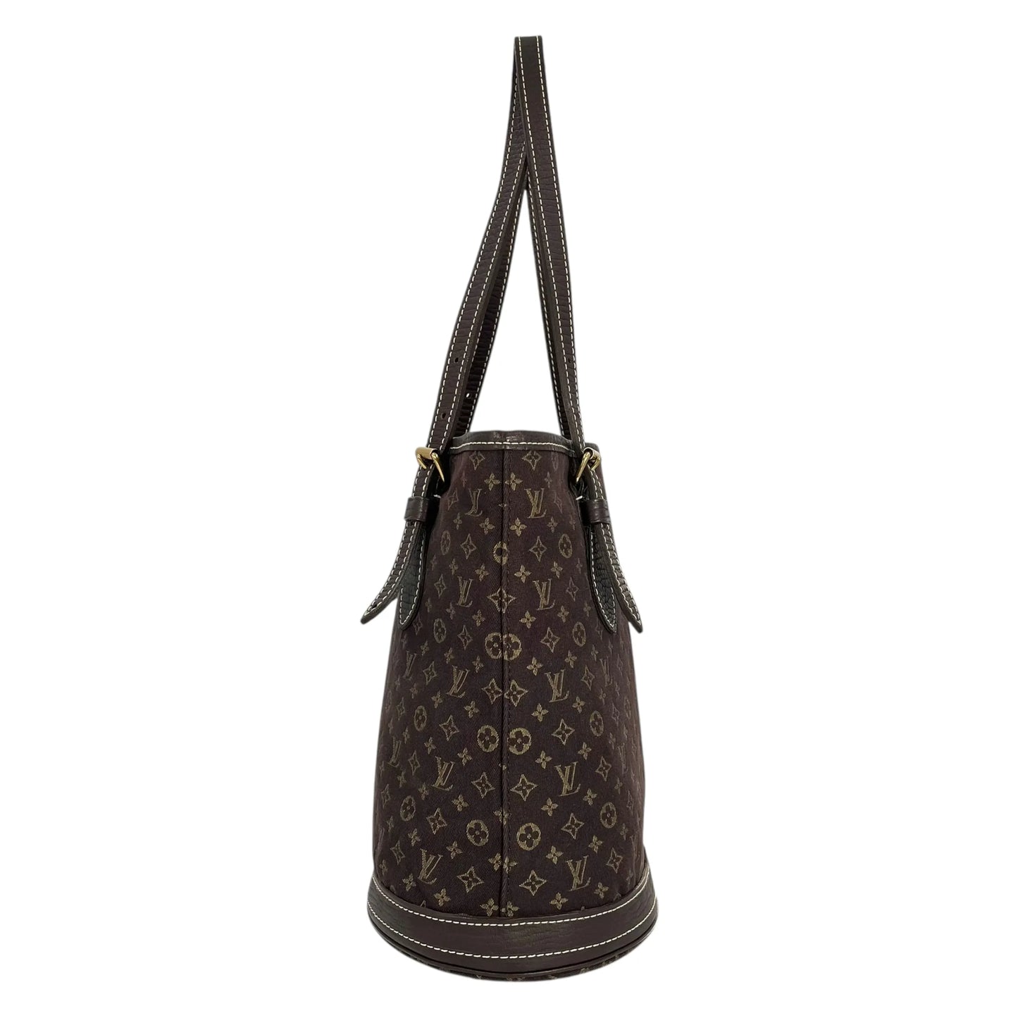 Louis Vuitton Monogram Mini Lin Bucket Bag Hand Bag - Darkbrown