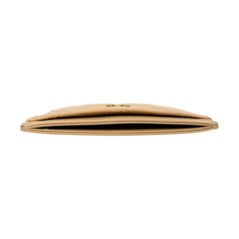 CHANEL Caviarskin Classic Flap Card Case - Beige