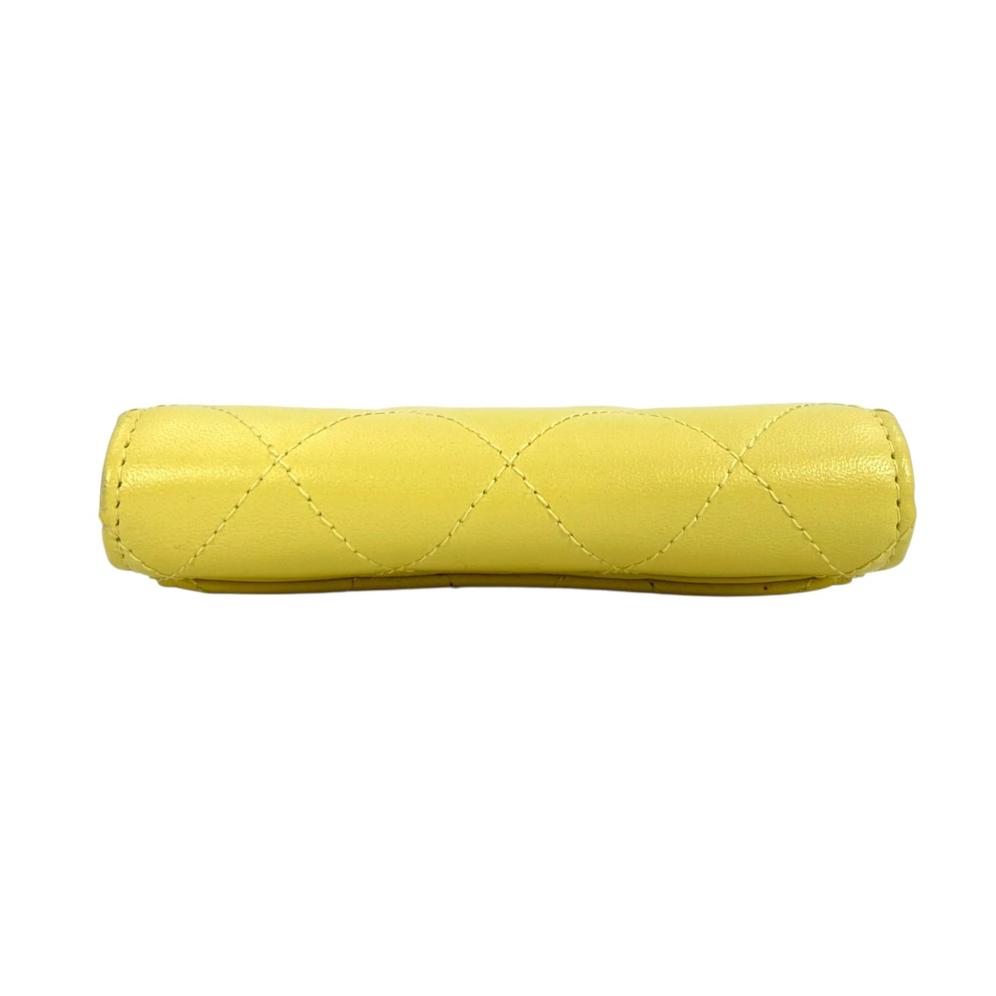 CHANEL Matelasse Classic Flap Lambskin Coin Case - Yellow