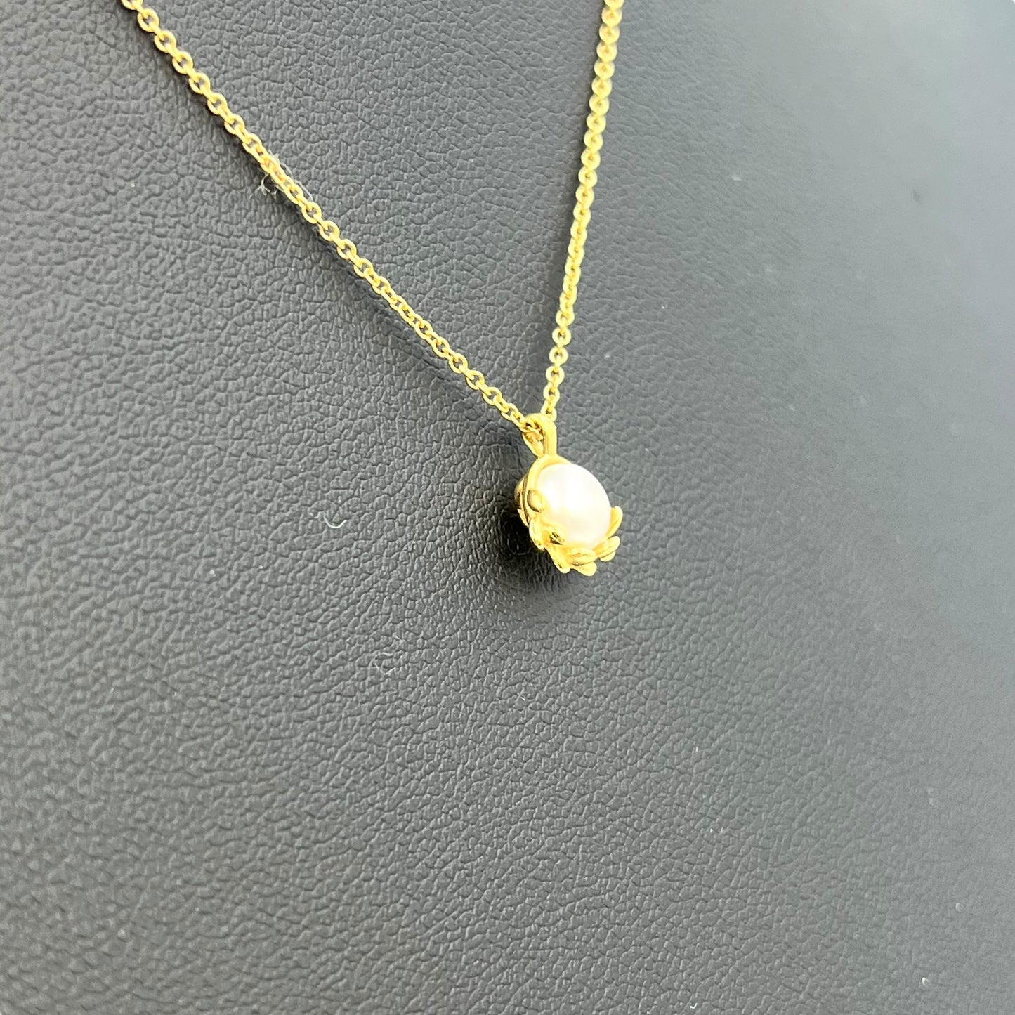 Tiffany Olive Leaf Pearl Pendant Necklace