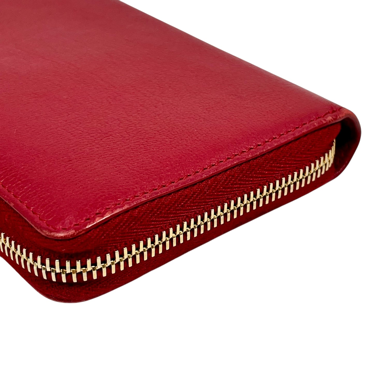 Saint Laurent YSL Logo Leather Round Zip Long Wallet - Red