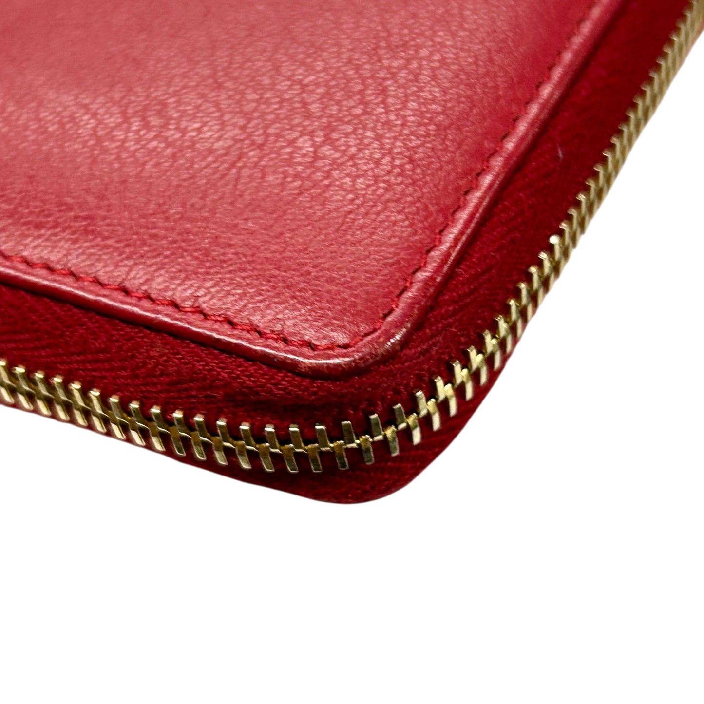Saint Laurent YSL Logo Leather Round Zip Long Wallet - Red