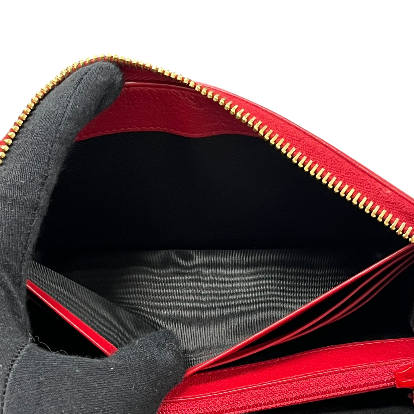 Saint Laurent YSL Logo Leather Round Zip Long Wallet - Red