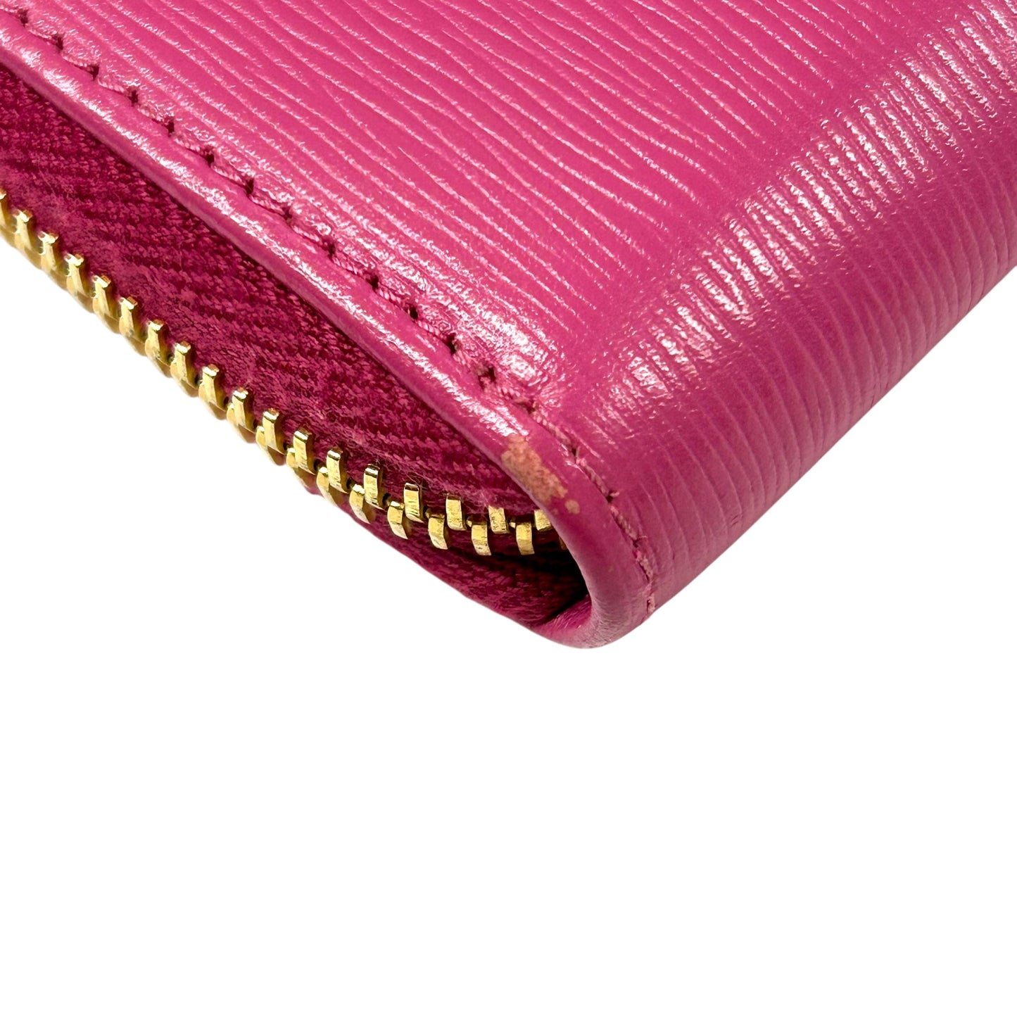 PRADA Round Zip Compact Wallet Coin Purse - Pink