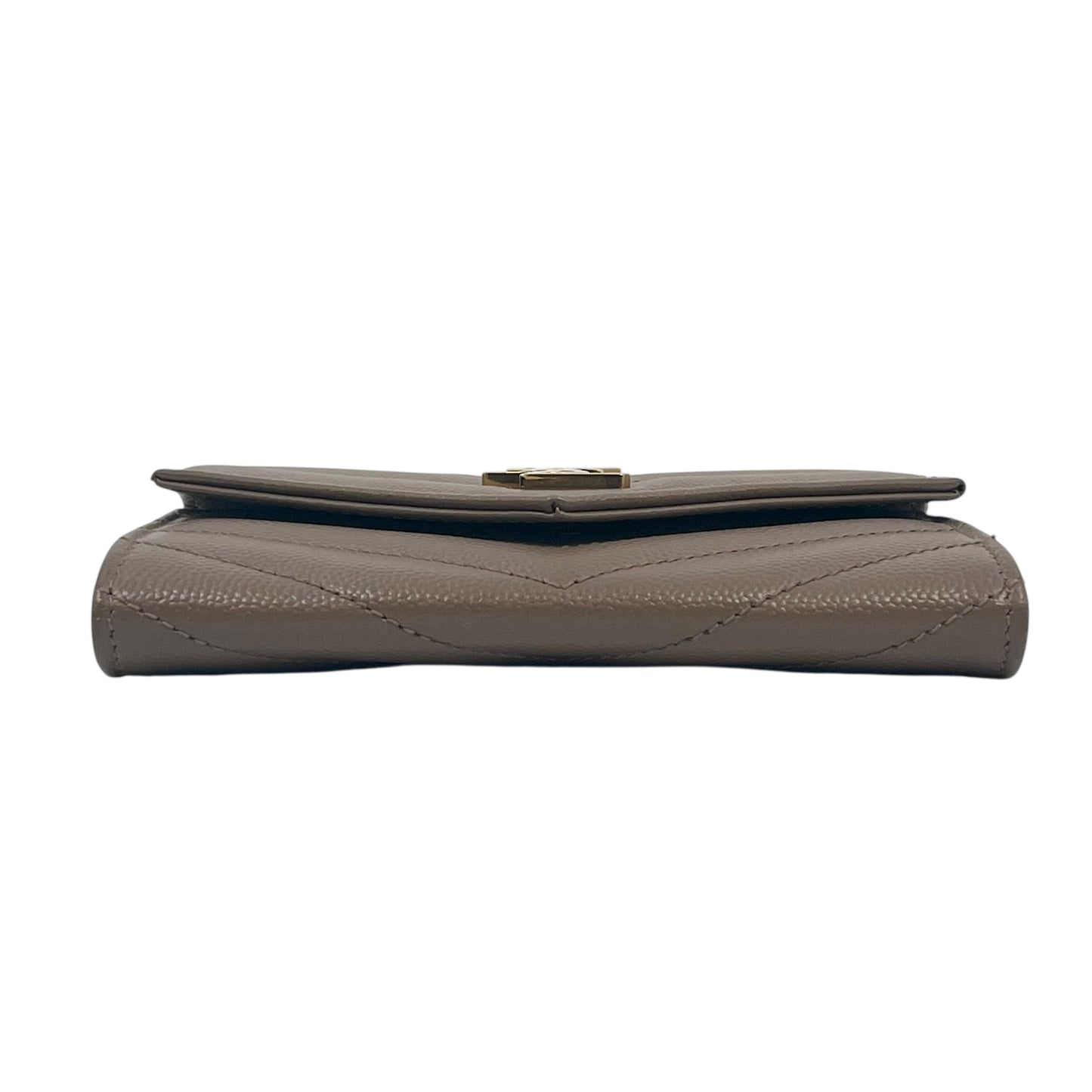 Saint Laurent Cassandra Matelasse Card Case Compact Wallets - Beige