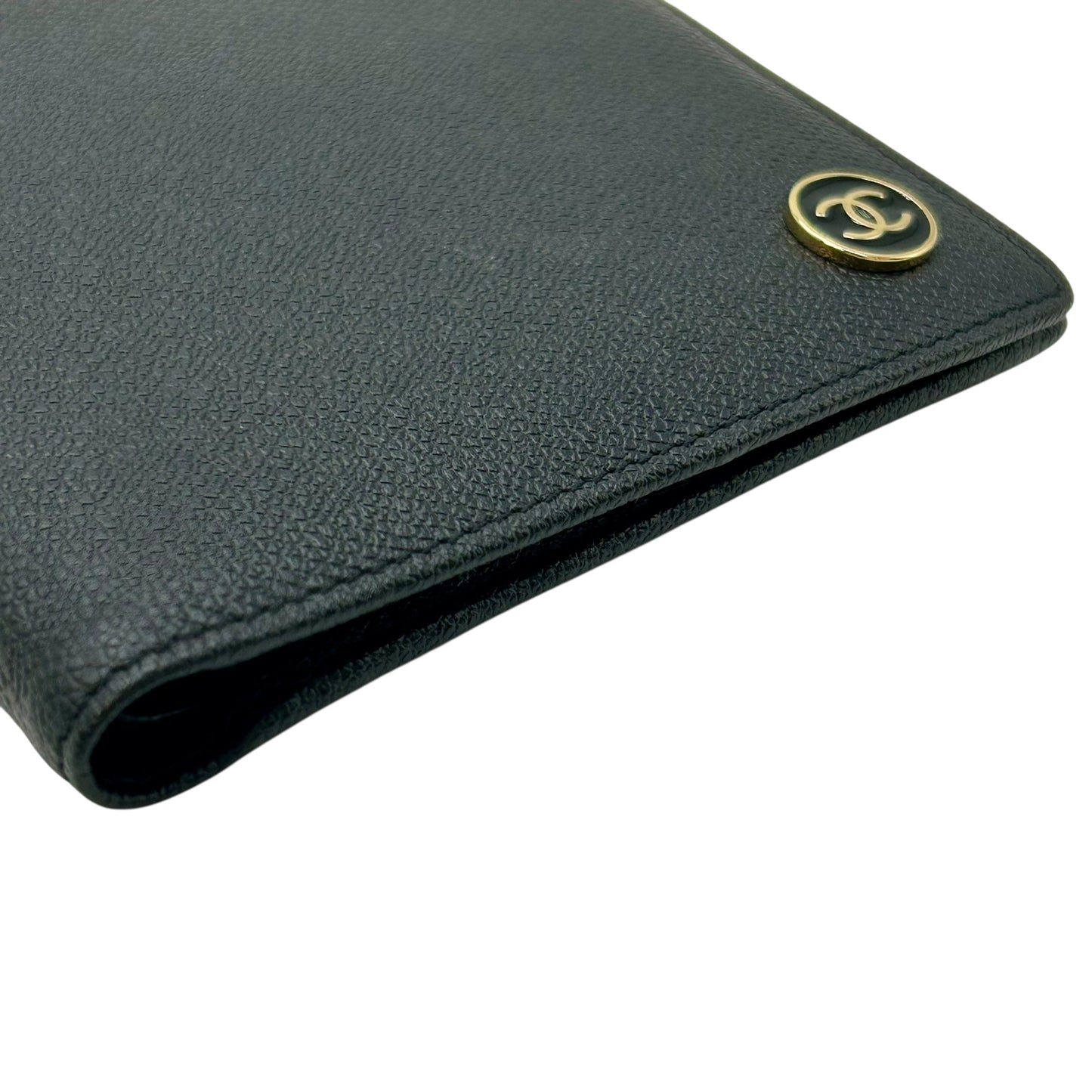 CHANEL Coco Button Compact Wallet - Black