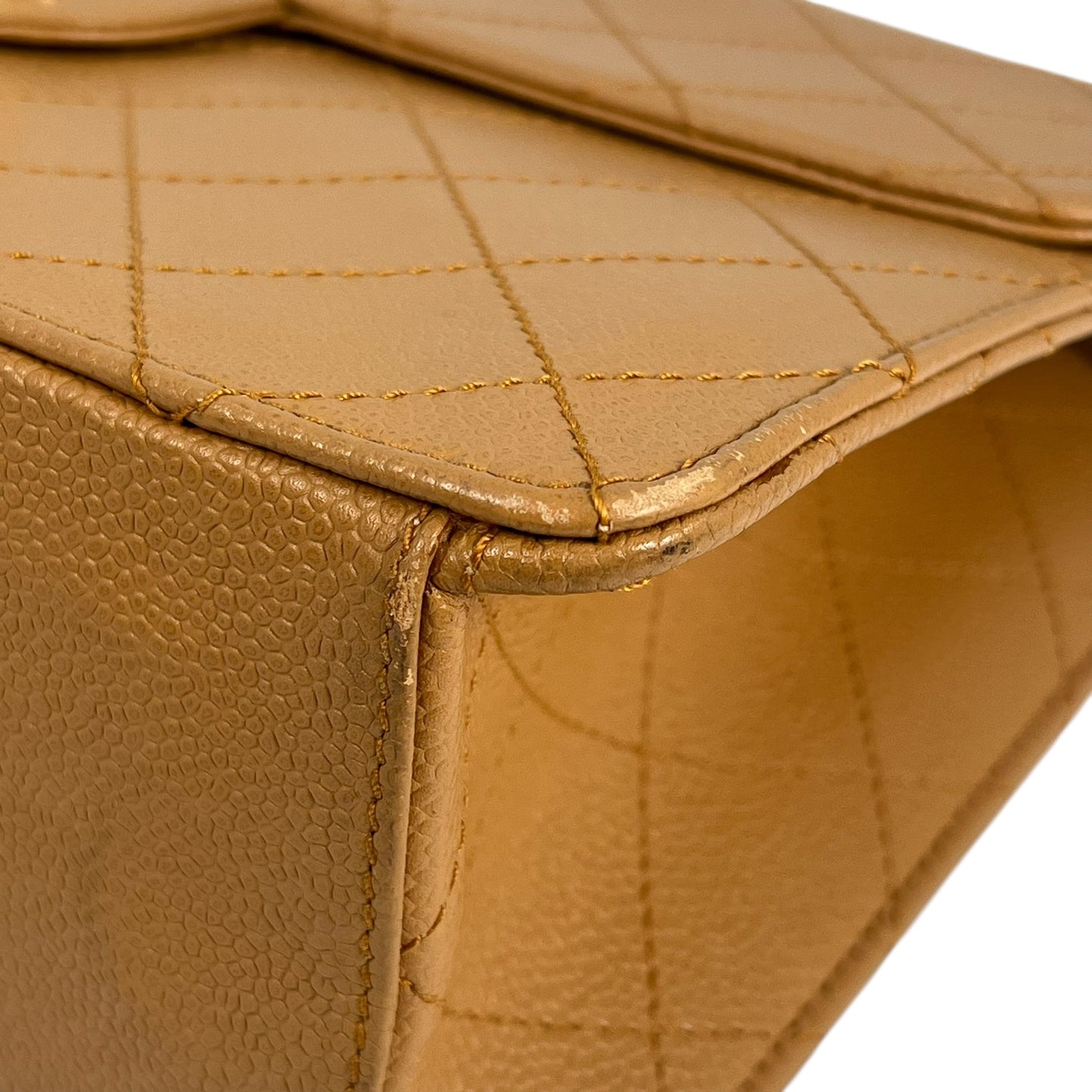 CHANEL Matelasse 30 Caviar Skin Gold Hardware Shoulder Bag - Beige Brown
