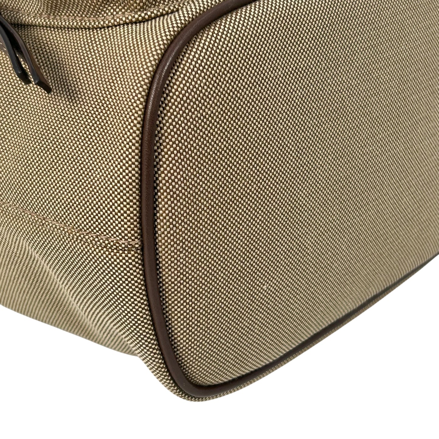 PRADA Logo Jacquard Canvas Drawstring Hand Bag Bucket Bag - Brown