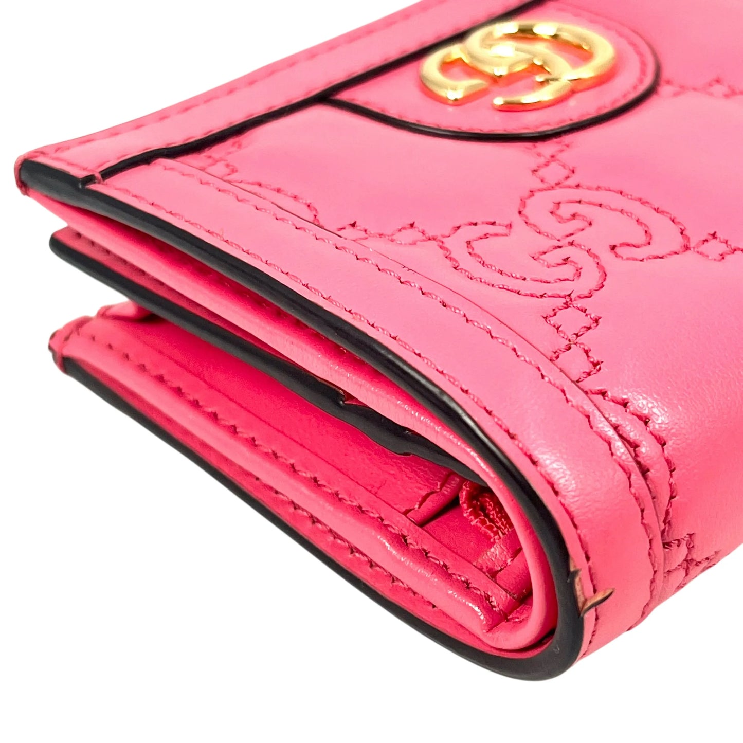 GUCCI GG Matelasse Card Case Compact Wallet - Pink
