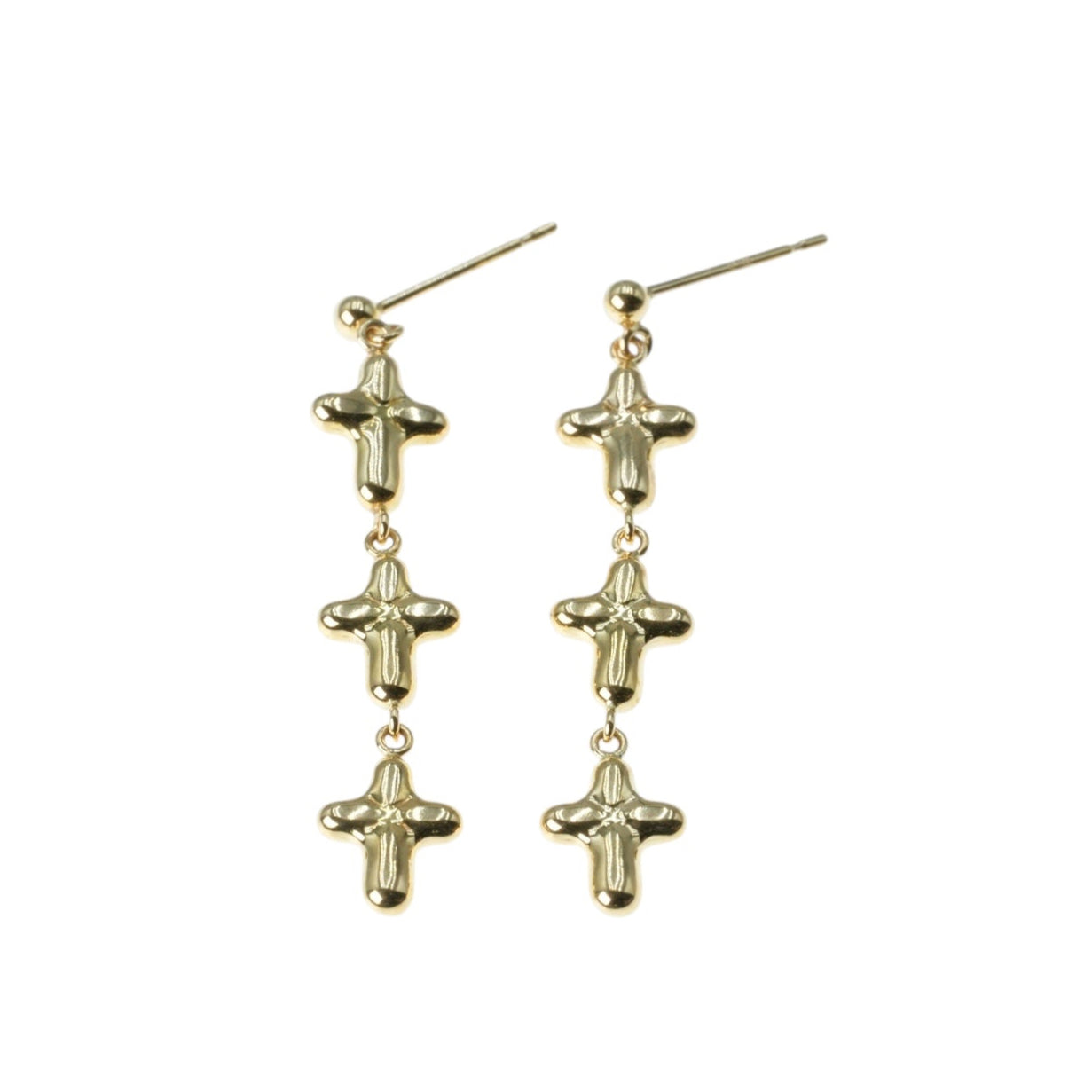 K18 Yellowgold Triple Cross Earring