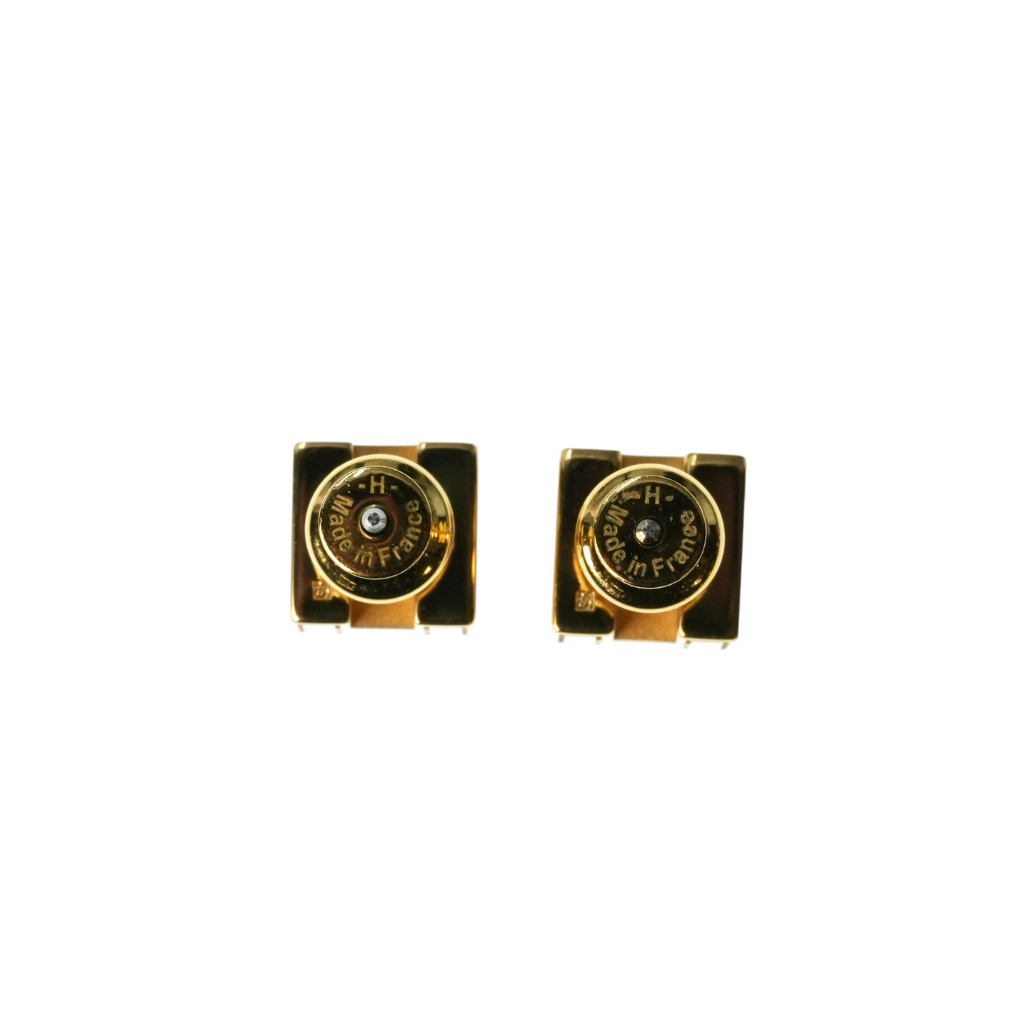 HERMES Cage d' H Cube Earring Orange