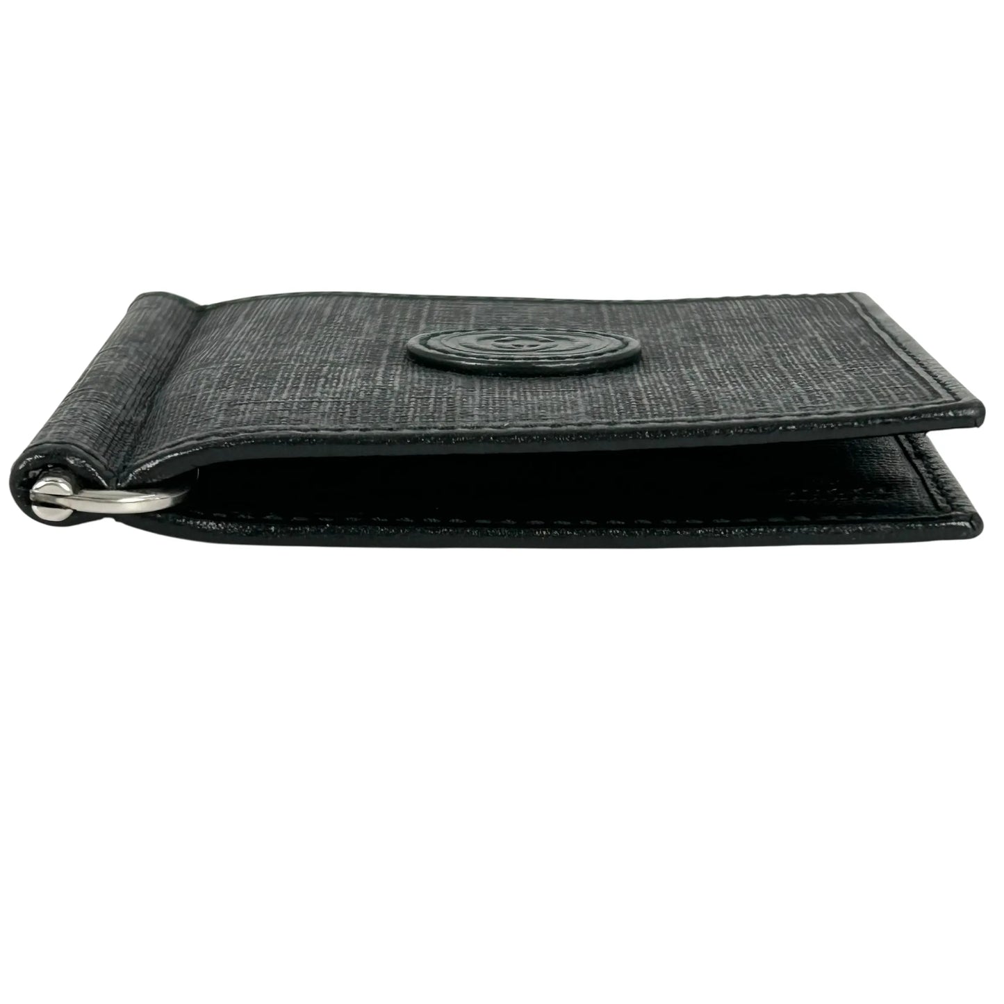 GUCCI Interloking G GG Supreme Money Clip Compact Wallet - Black