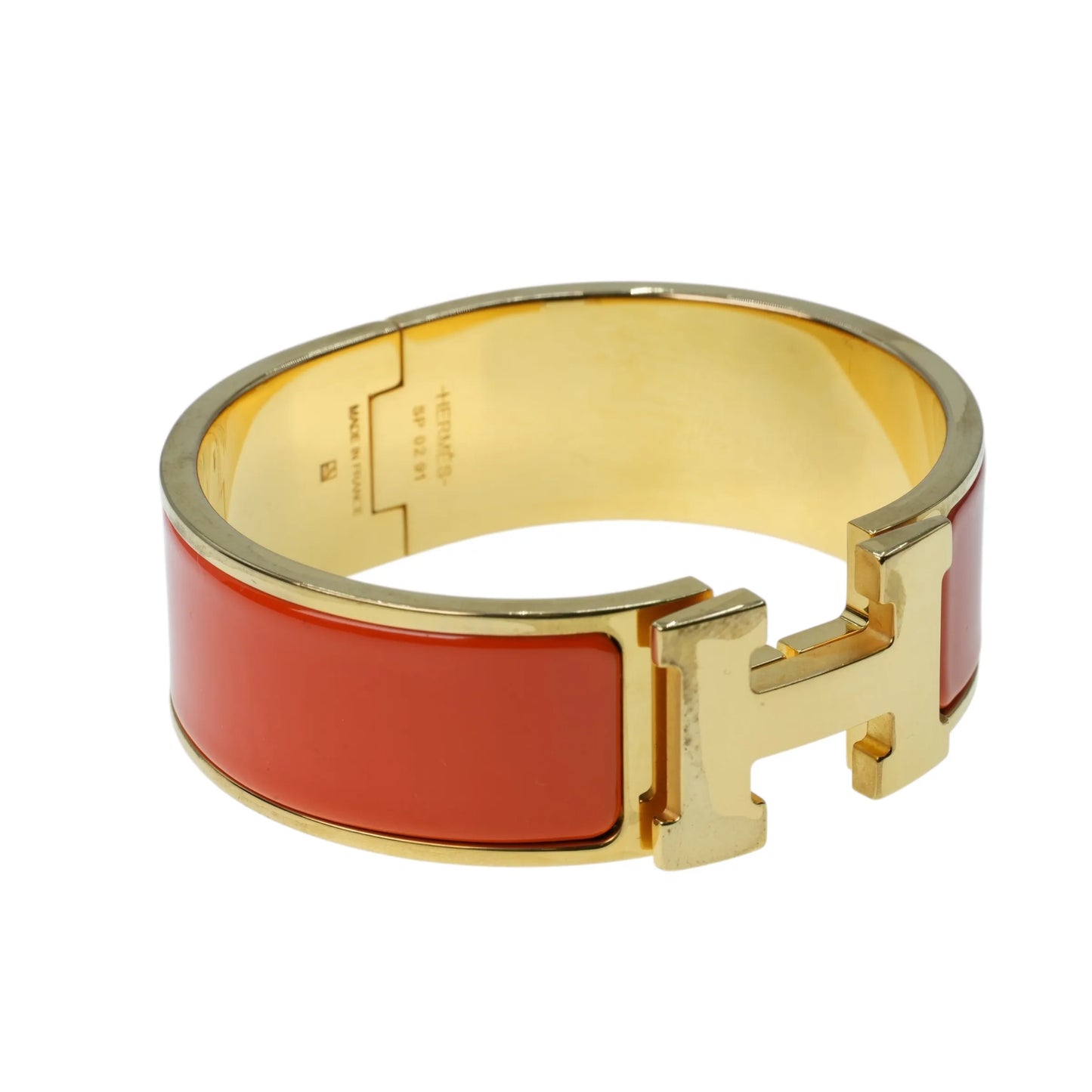 HERMES Clic Clac H Enamel GM Orange Bracelet Accessories