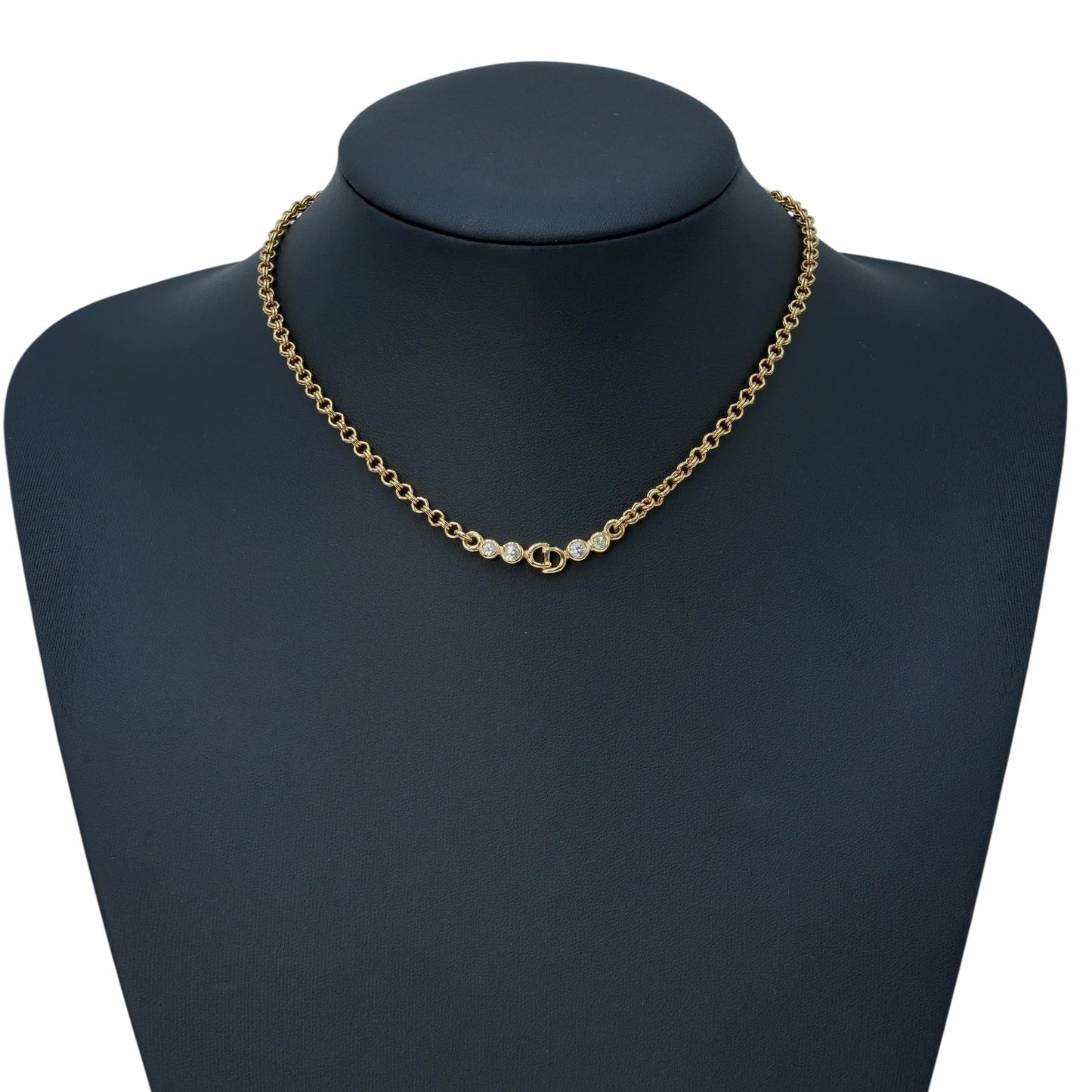 Dior CD Logo Rhinestone Necklace - Gold Plated - 31809