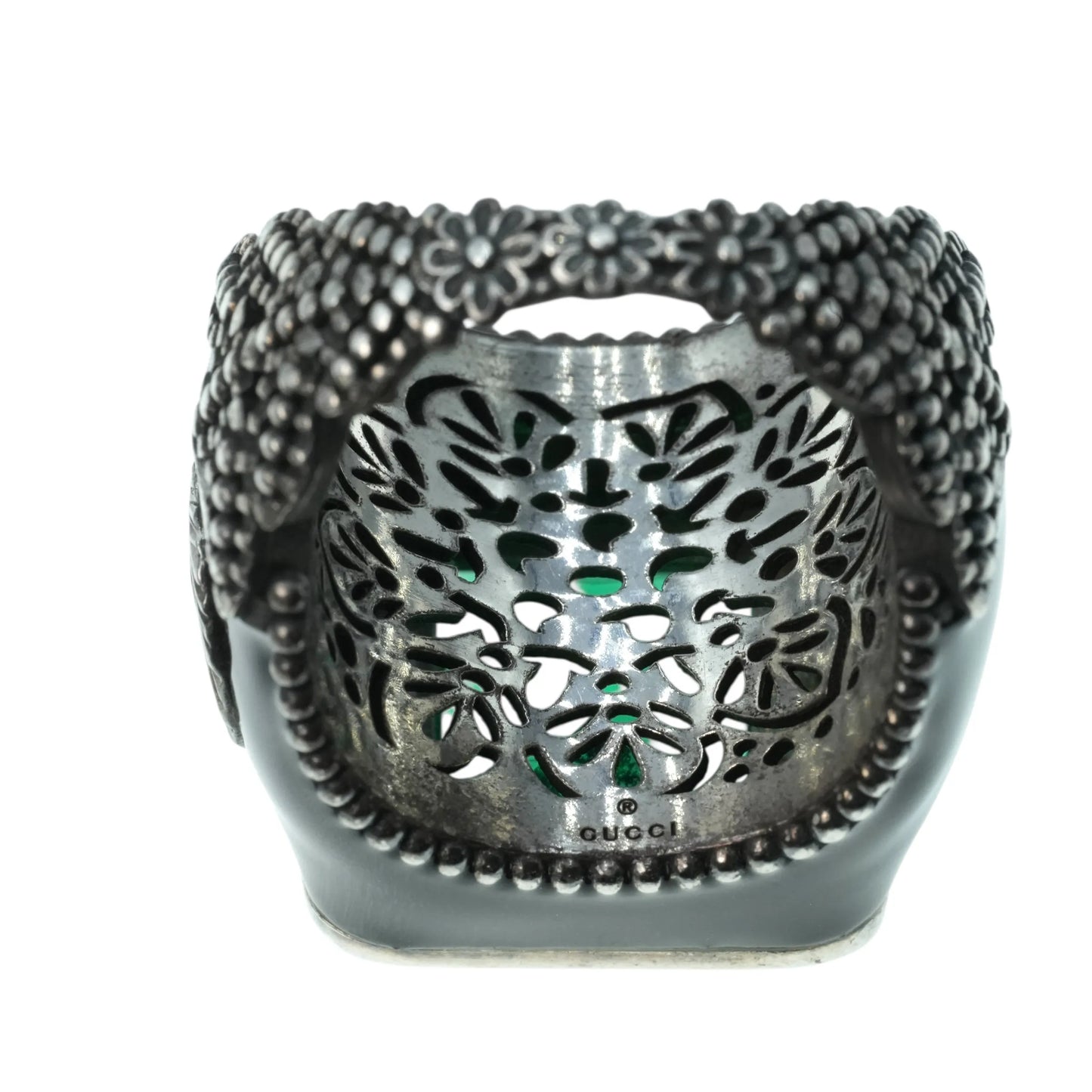 GUCCI Crystal GG Logo Ring - Silver 925