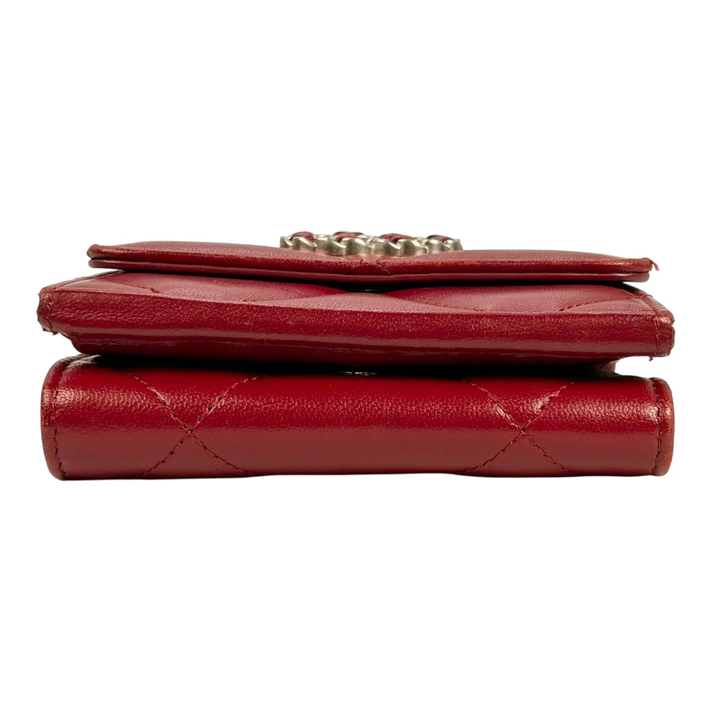 CHANEL Materasse Chanel 19 Compact Wallet - Red