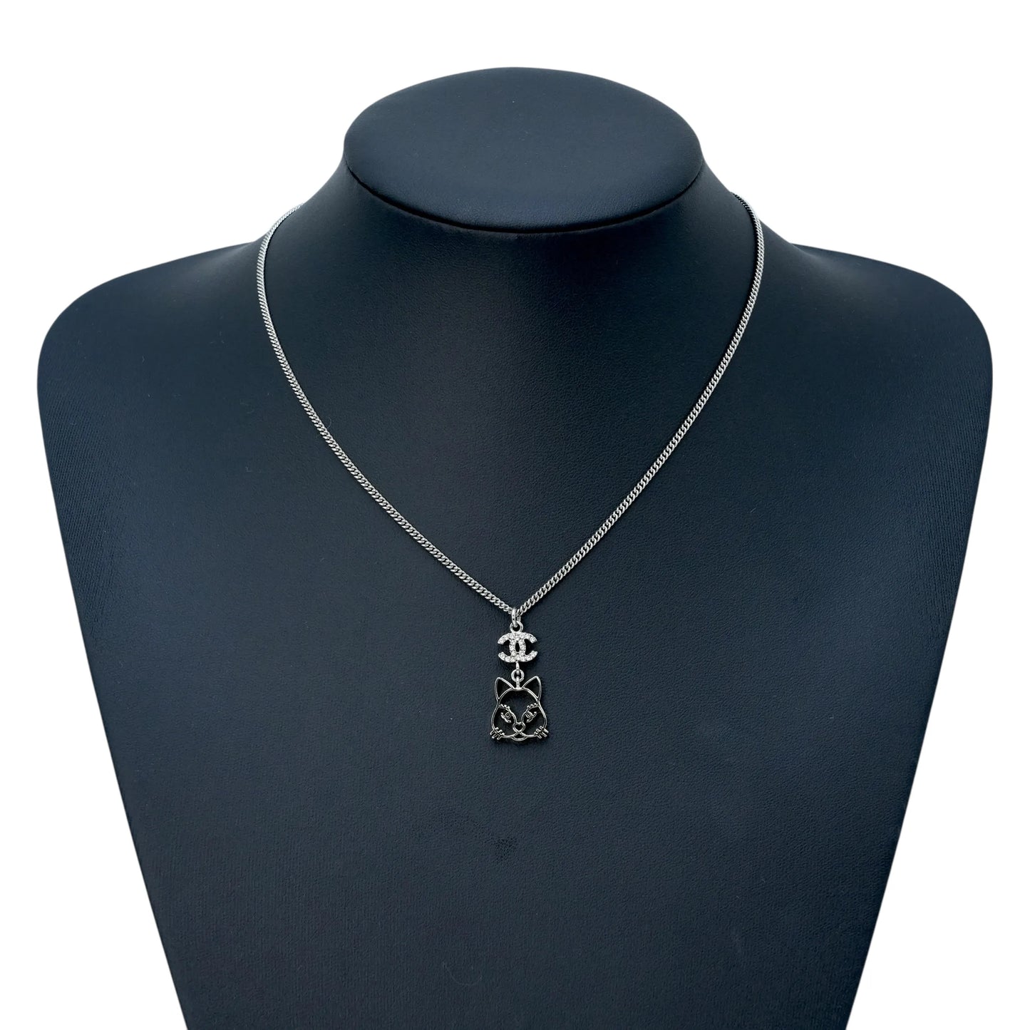 CHANEL Cat Pendant Necklace B16K - Silver