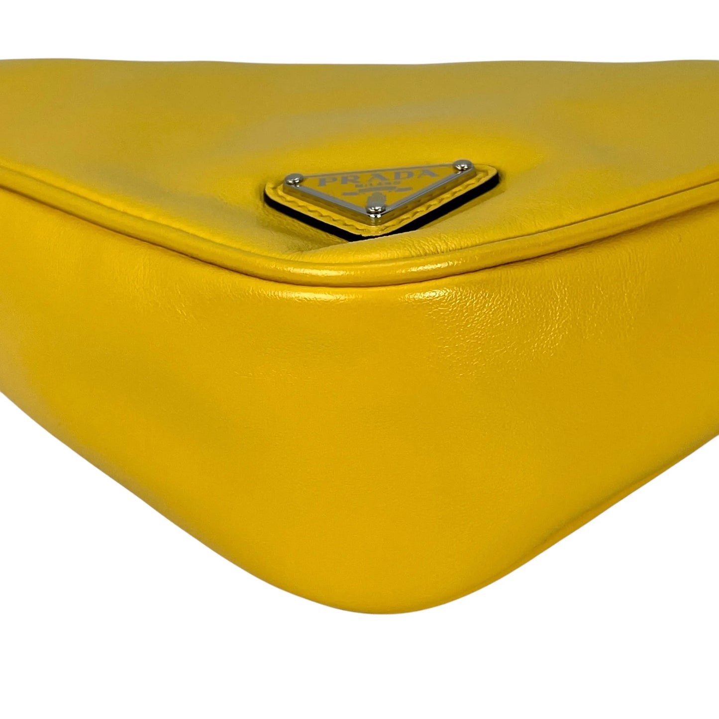 PRADA Triangle Leather Clutch Bag - Yellow