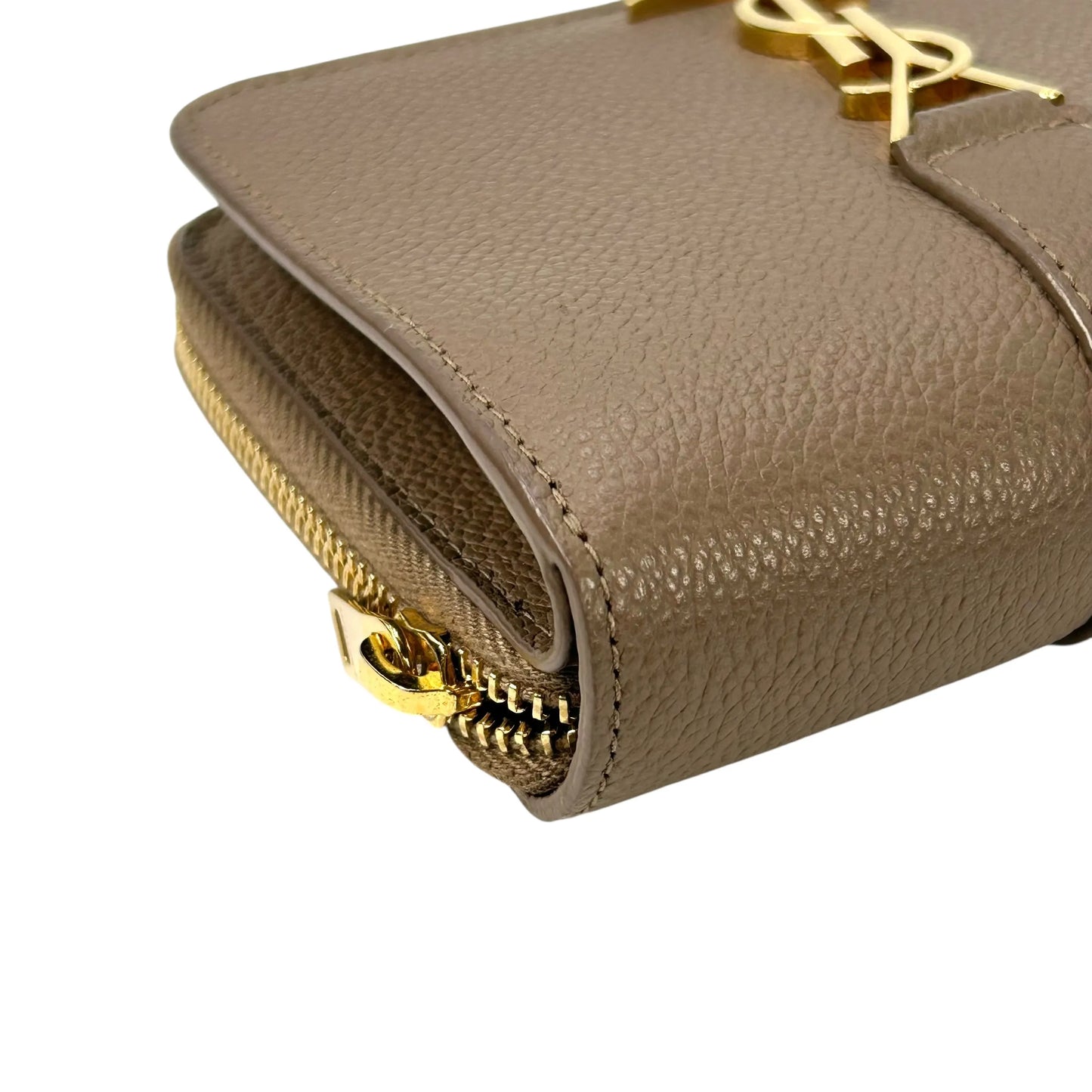 Saint Laurent YSL Zippy Compact Wallet - Beige