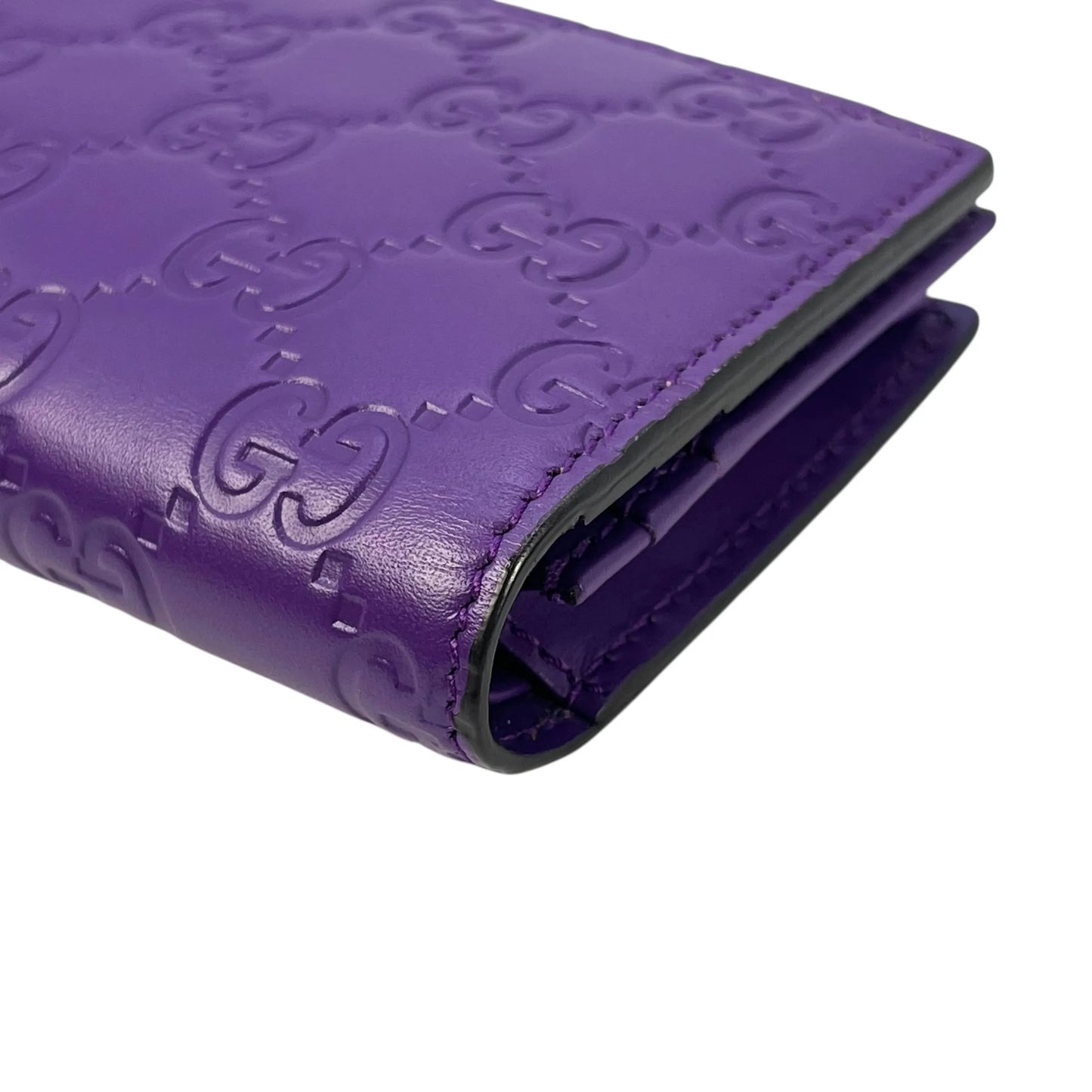 GUCCI Guccissima Leather Compact Wallet - Purple