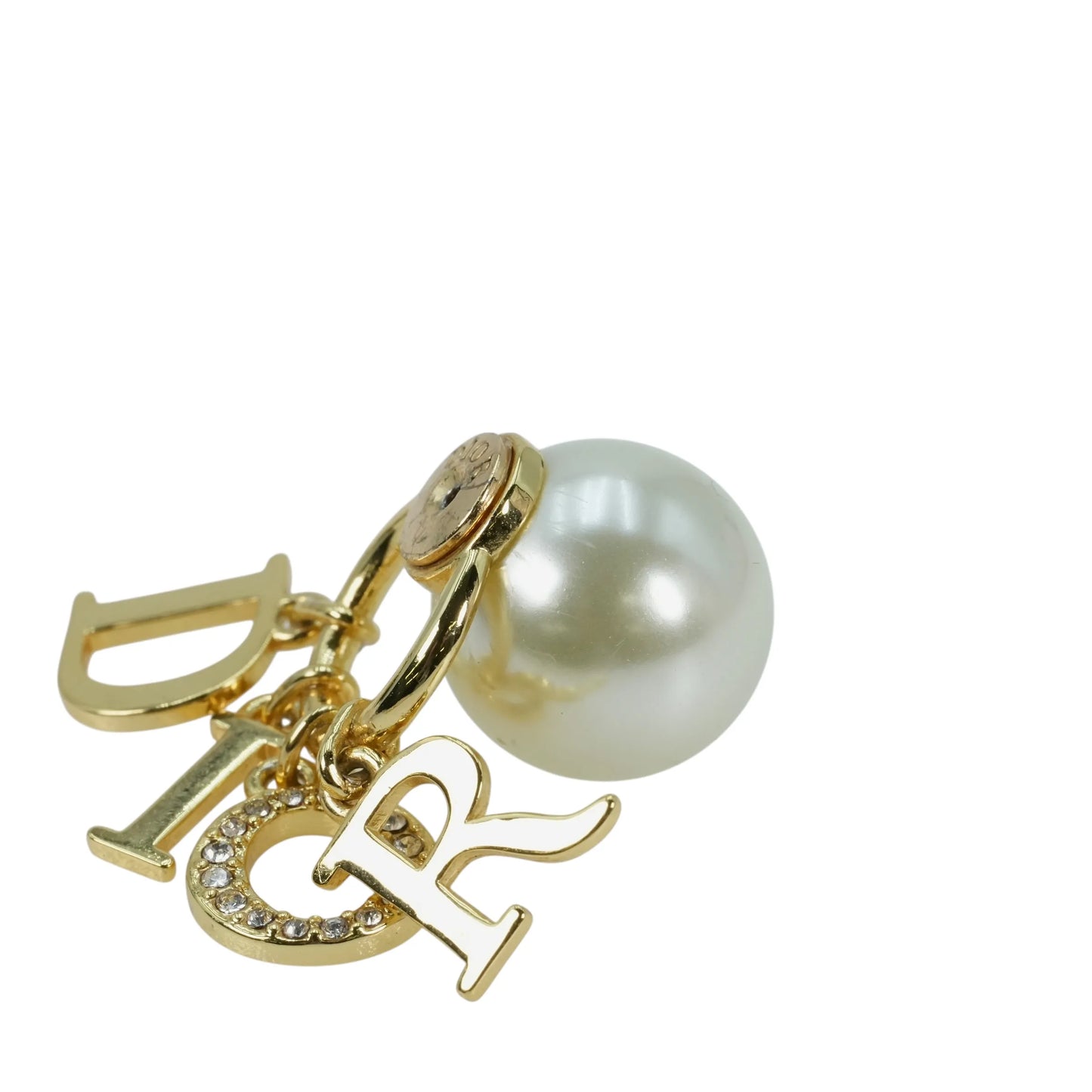 Dior Fake Pearl Rhinestone Tribal Earring - Gold Plated