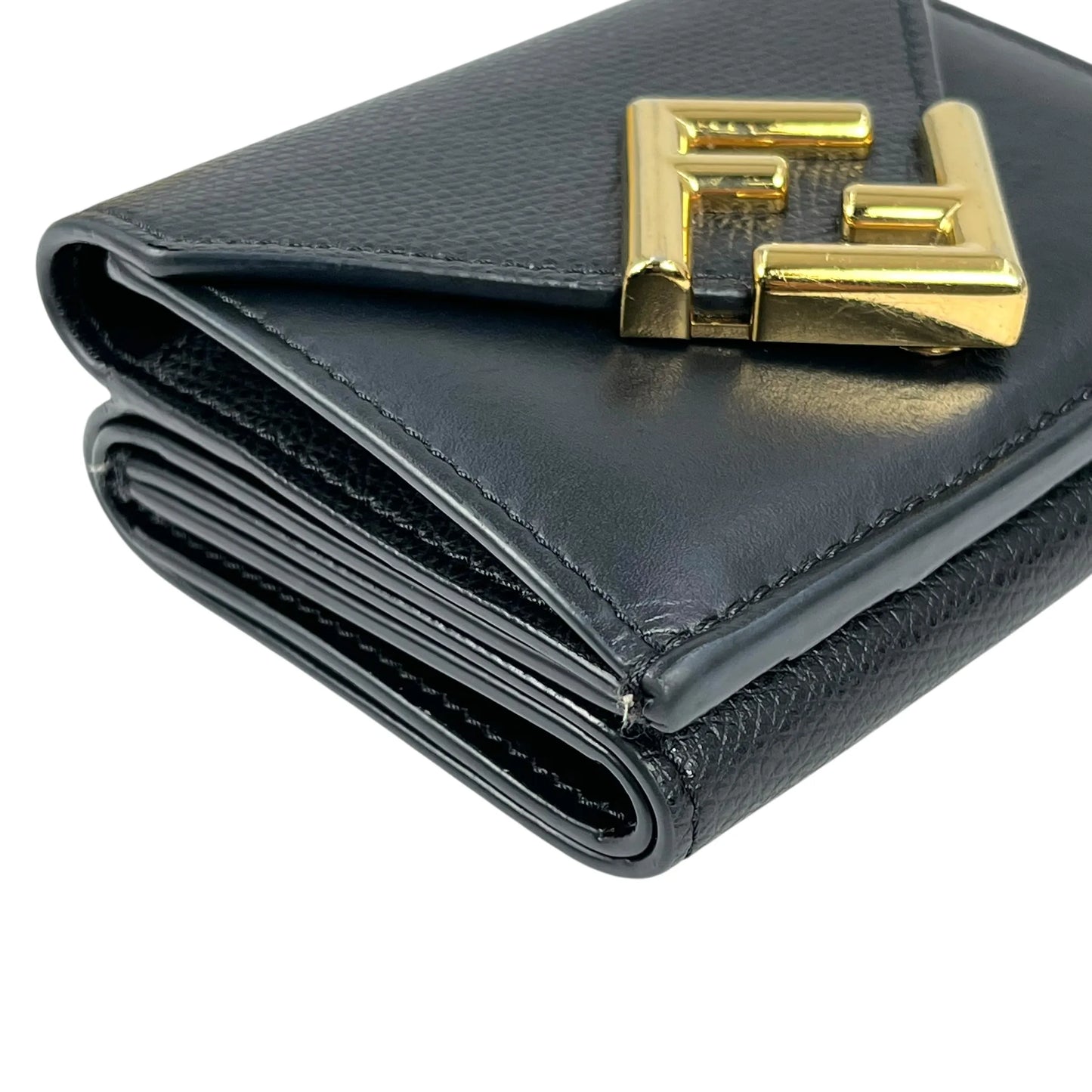 FENDI FF Diamond Tri-fold Compact Wallet - Black