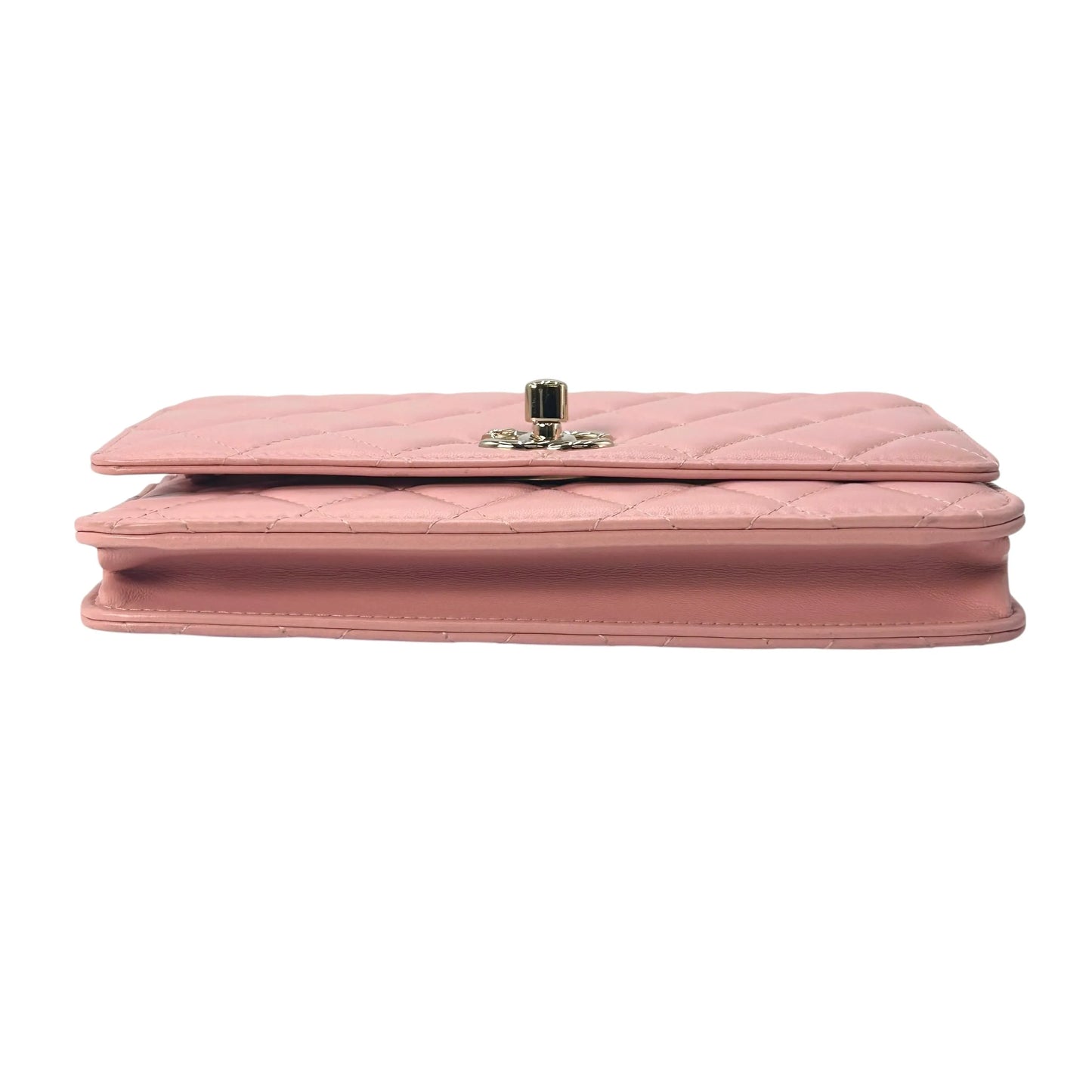 CHANEL Lambskin Chain Wallet - Baby Pink