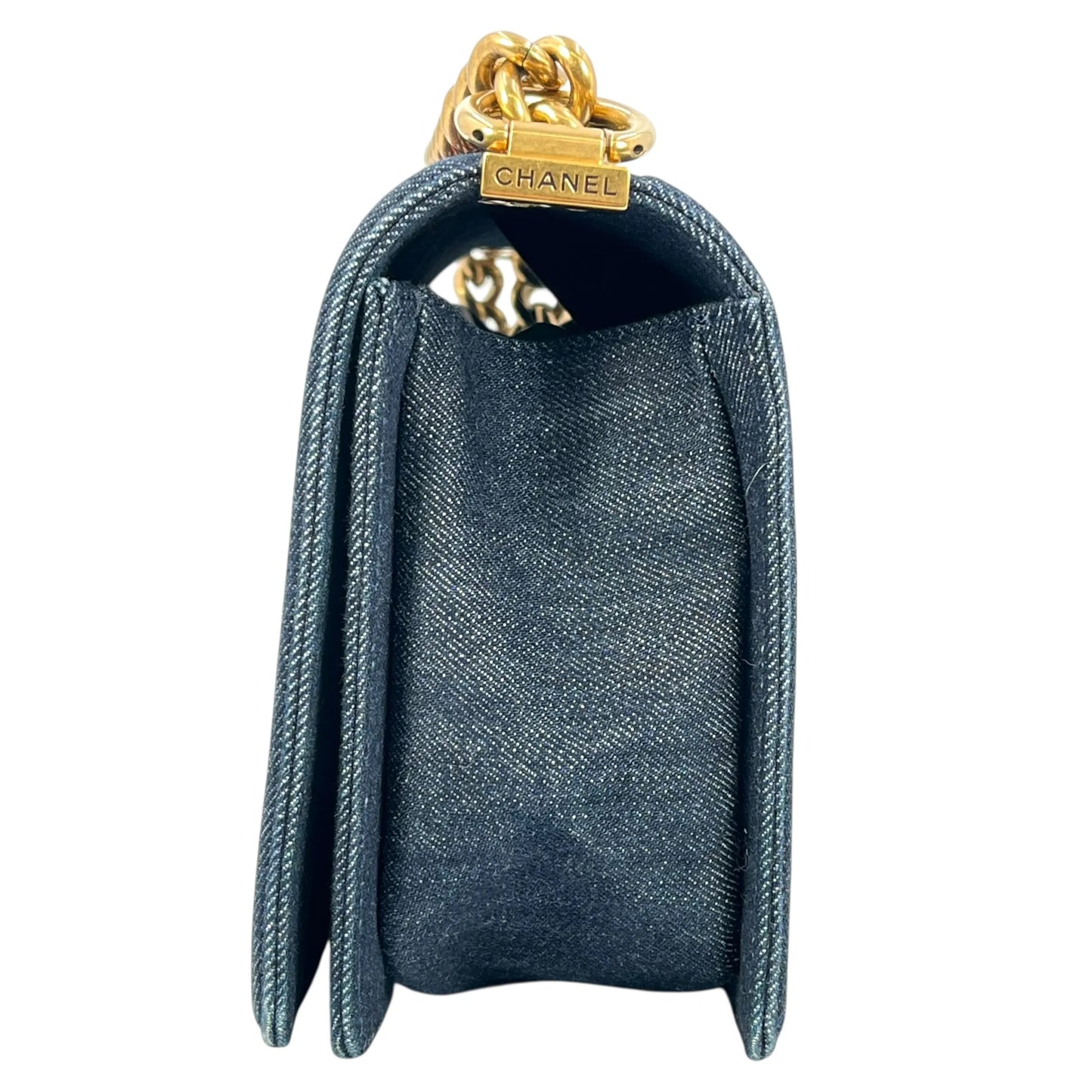 CHANEL Boy Flap Bag Chain Shoulder Bag - Navy